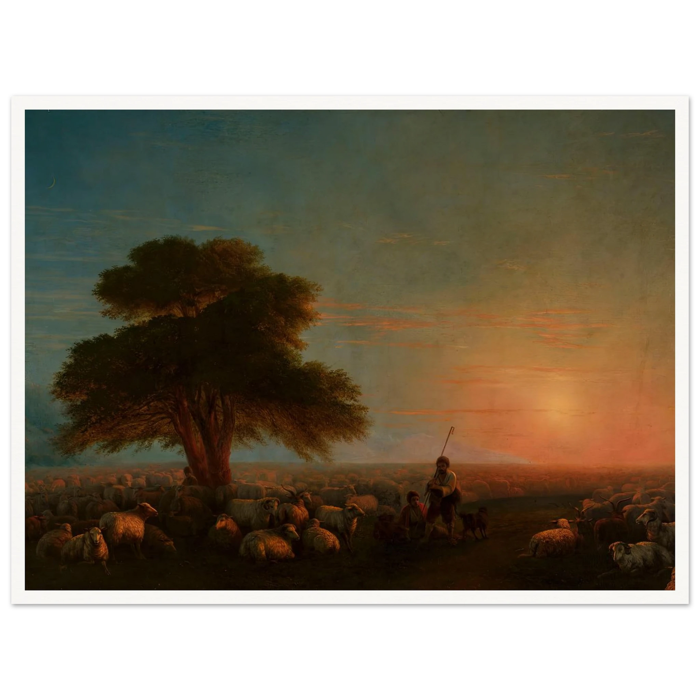 Shepherds with a flock of sheep (1872) Art Print | Ivan Konstantinovich Aivazovsky-Quipham Collections