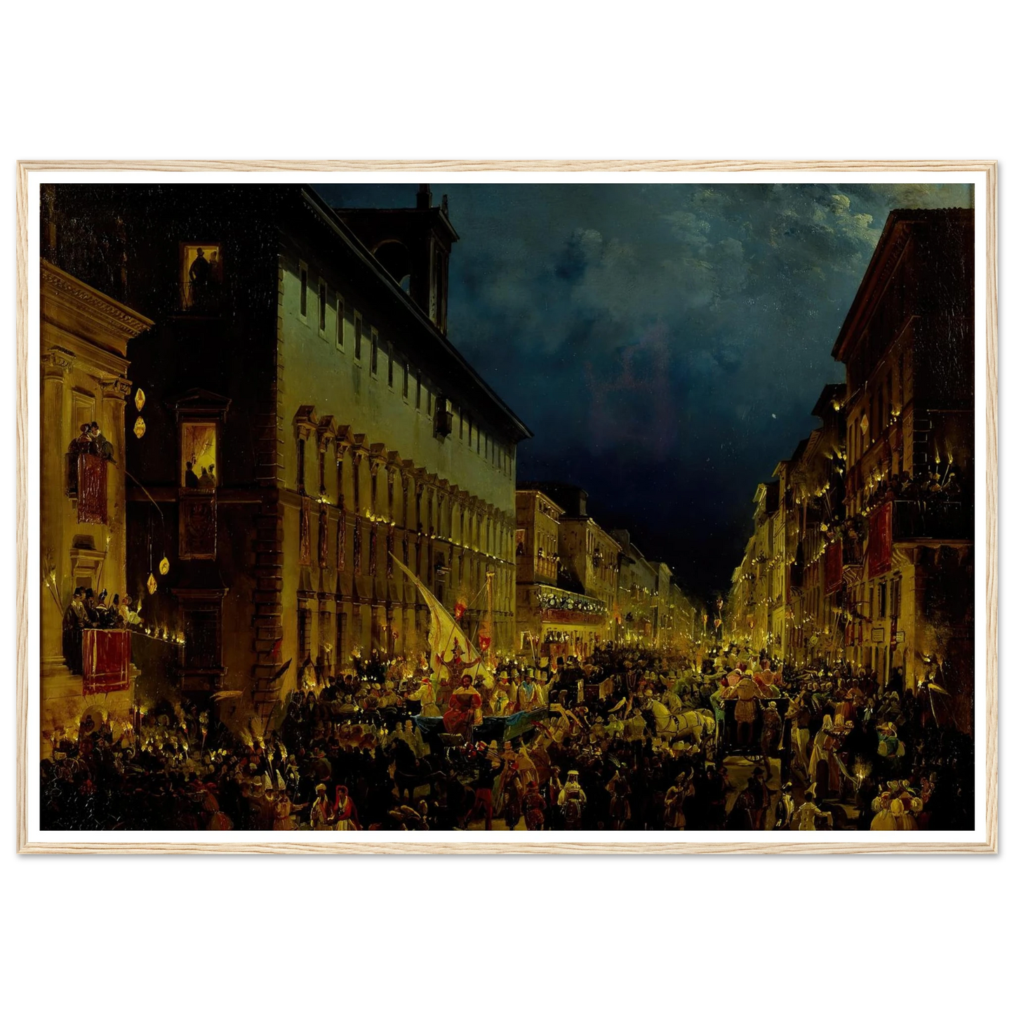 Moccoli Evening In Rome (1834) Art Print | Ippolito Caffi-Quipham Collections