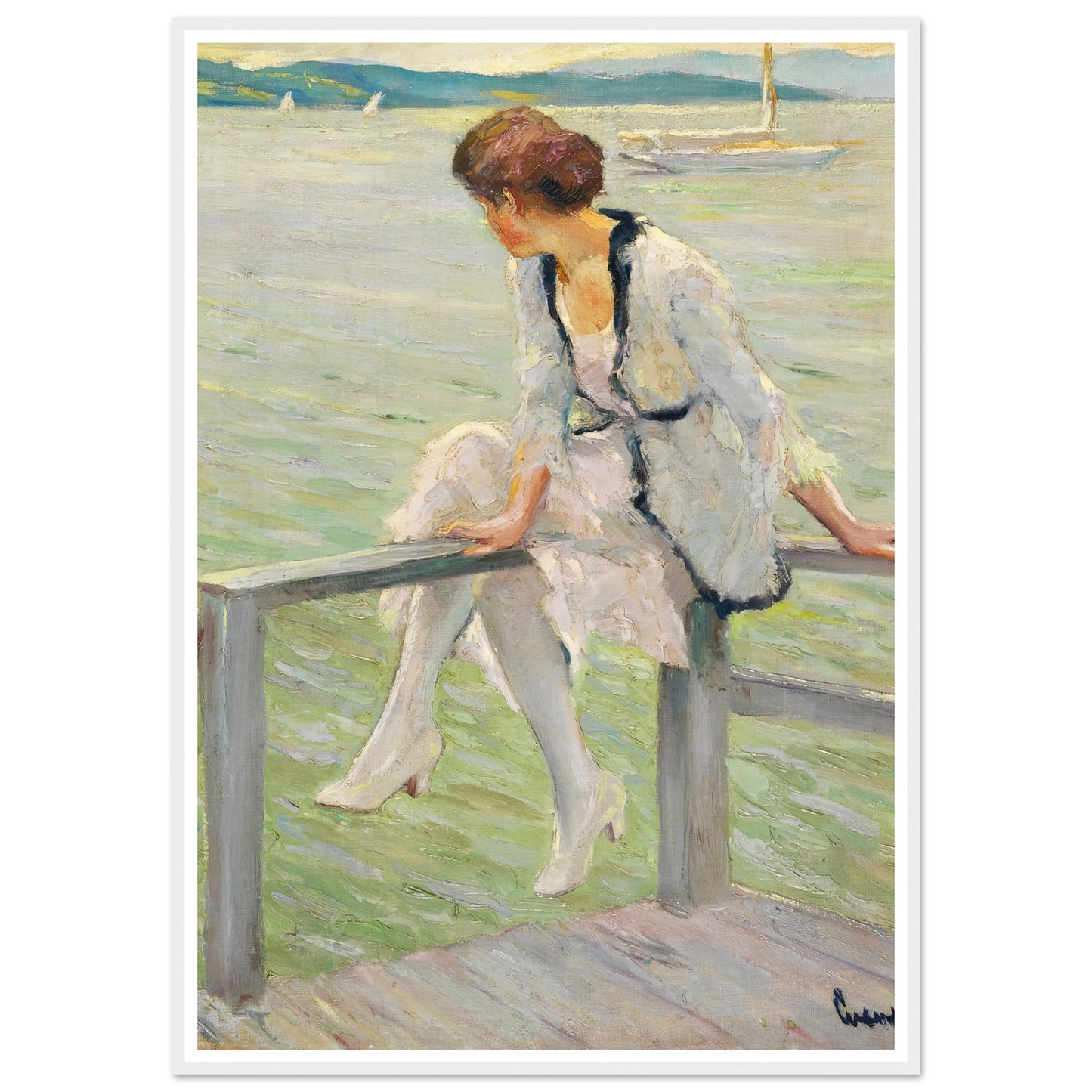 Young woman at Lake Starnberg (1915-1920) Art Print | Edward Cucue-Quipham Collections
