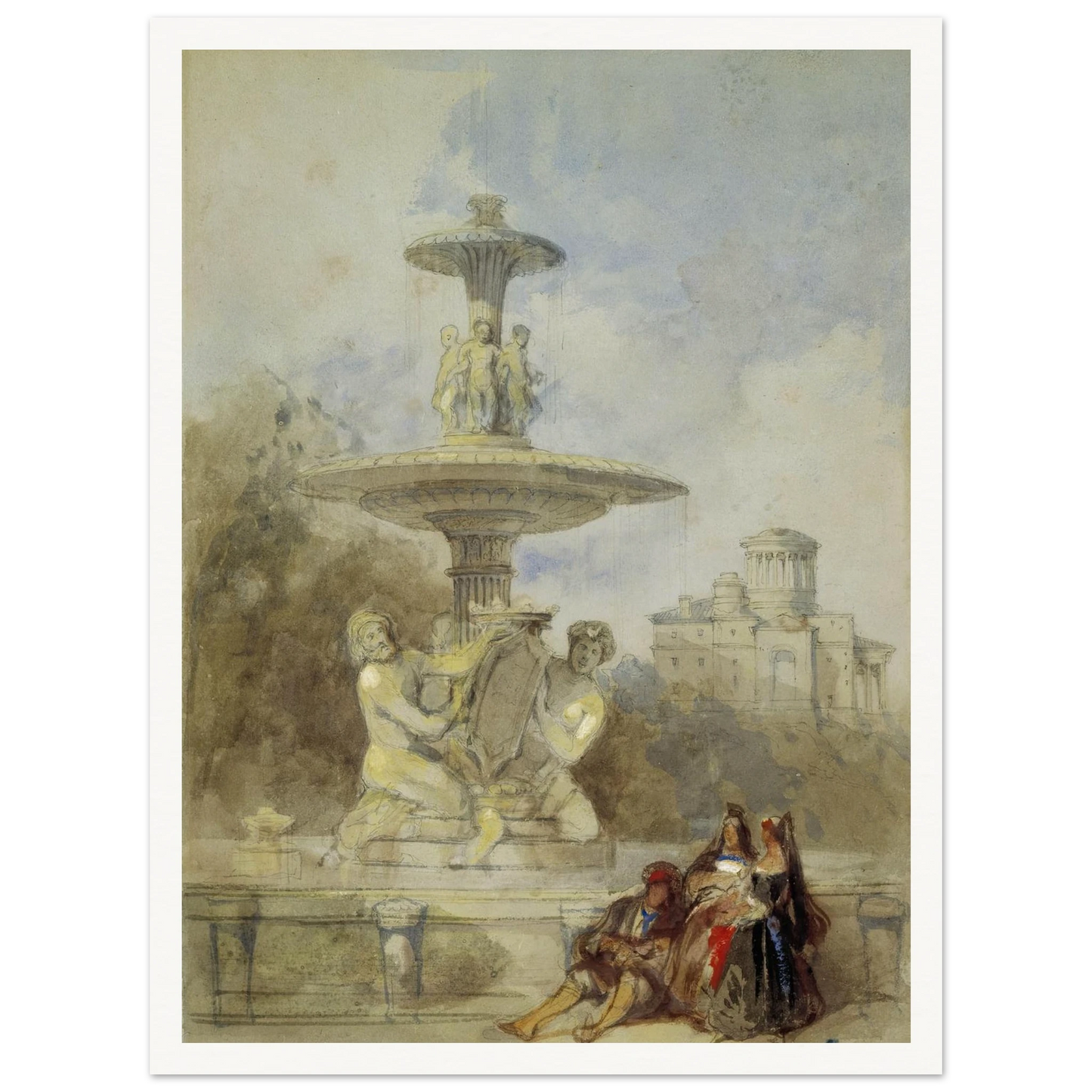 The Fountain on the Prado, Madrid (circa 1837) Art Print | David Roberts-Quipham Collections