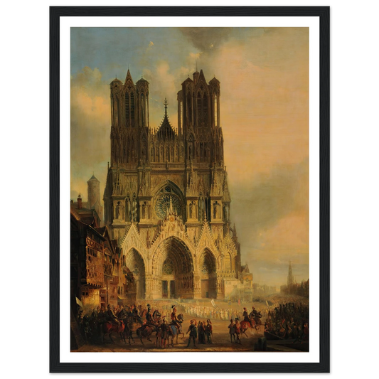 La façade de la Cathédrale de Reims avec une procession médiévale et un cortège au premier plan (1825-1838) Art Print | David Roberts-Quipham Collections