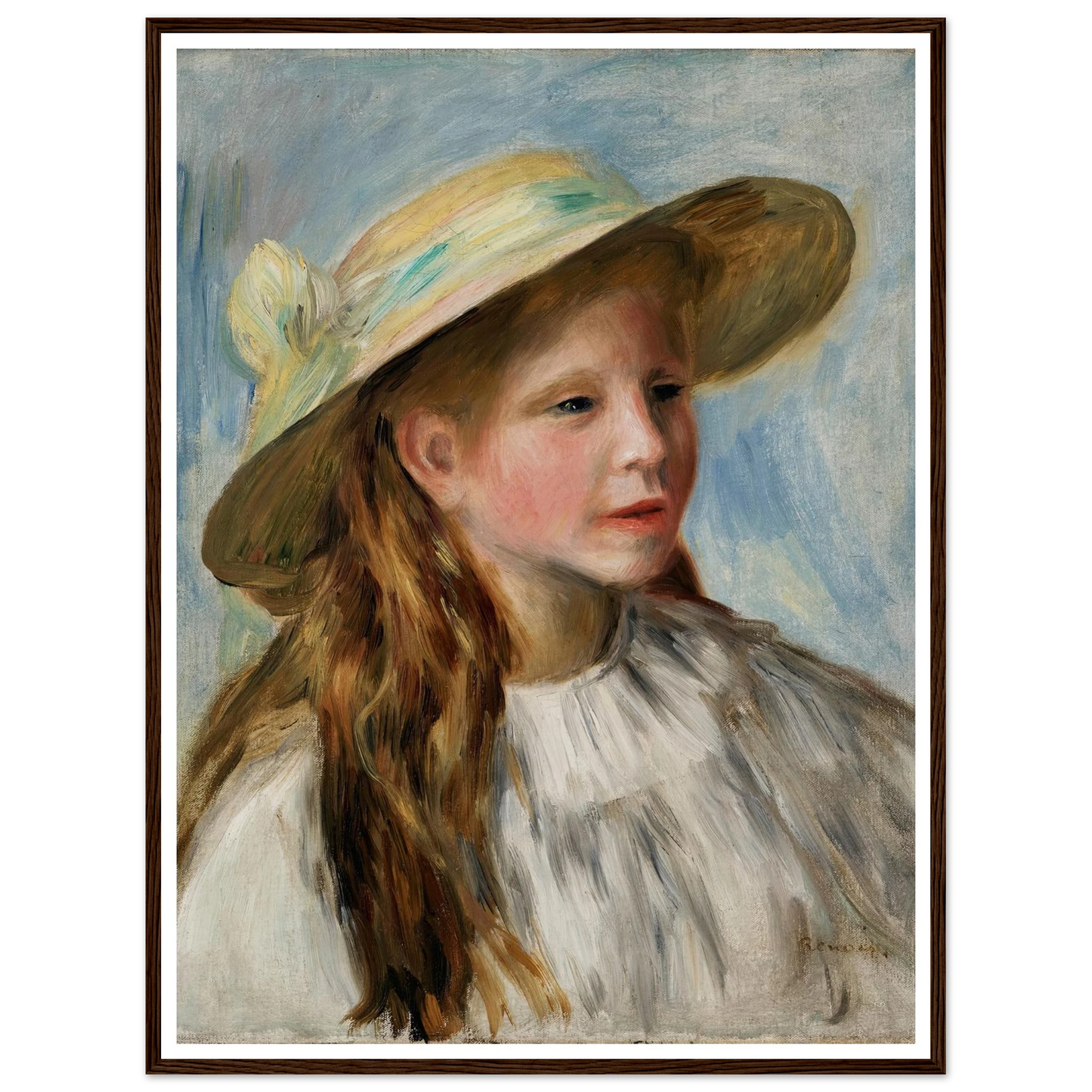 Little Girl With A Hat (Jeune Fille Au Chapeau) (1894) Art Print | Pierre Auguste Renoir-Quipham Collections