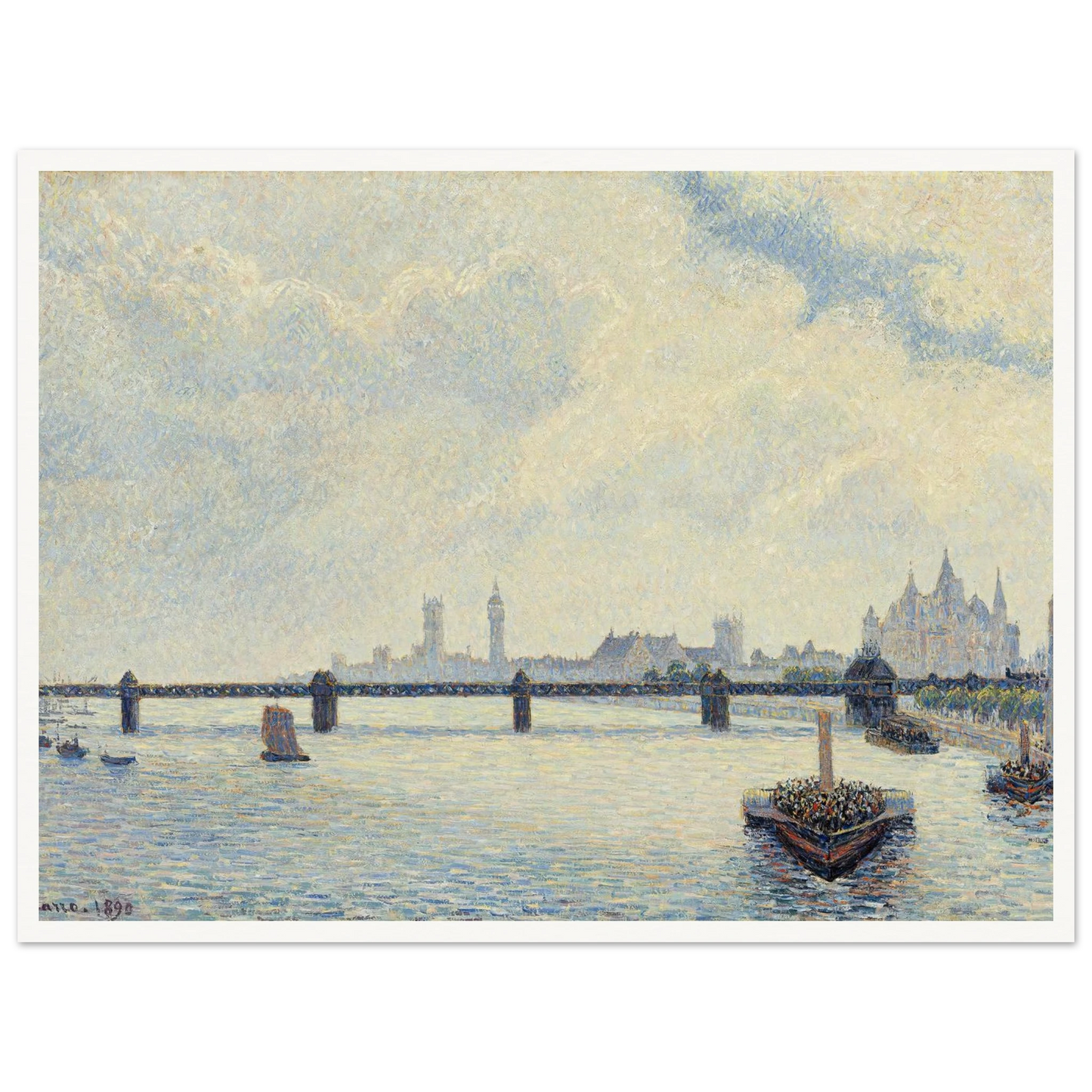 Charing Cross Bridge,London (1890) Art Print | Camille Pissarro-Quipham Collections