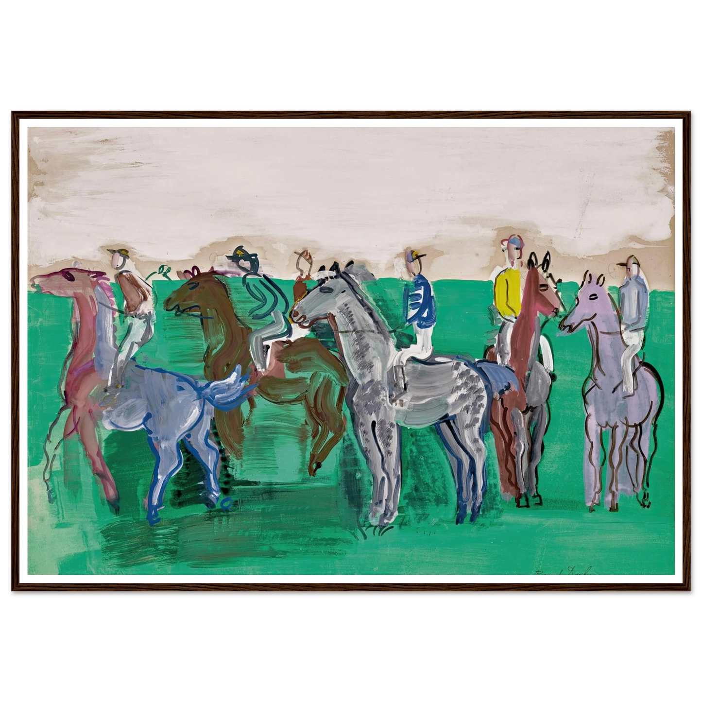 Jockeys et chevaux avant le départ (circa 1930) Art Print | Raoul Dufy-Quipham Collections