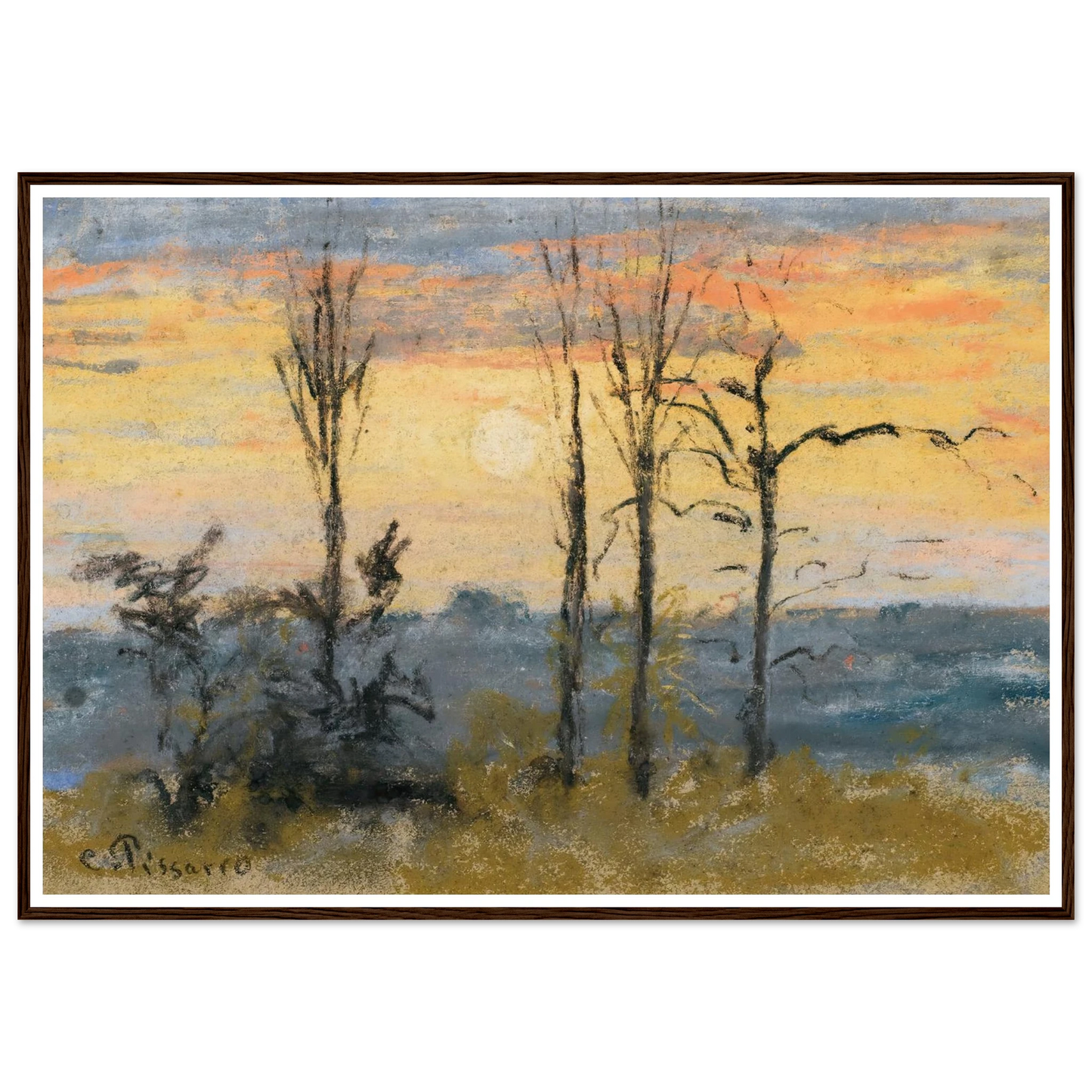 Coucher De Soleil Art Print | Camille Pissarro-Quipham Collections