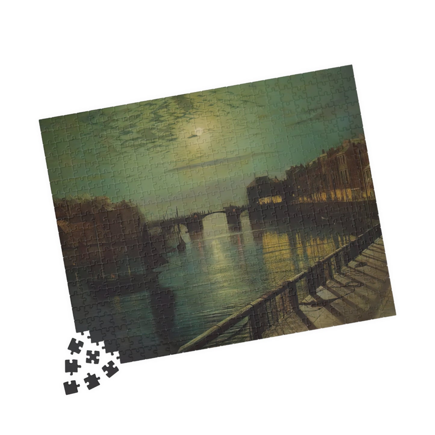 Whitby Harbor by Moonlight Puzzle | John Atkinson Grimshaw-Quipham Collections