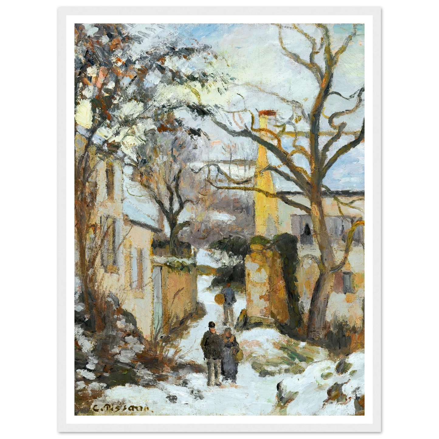 La Maison Rondest Sous La Neige, Pontoise Or Chemin De L’hermitage, Pontoise, Sous La Neige (circa 1875) Art Print | Camille Pissarro-Quipham Collections