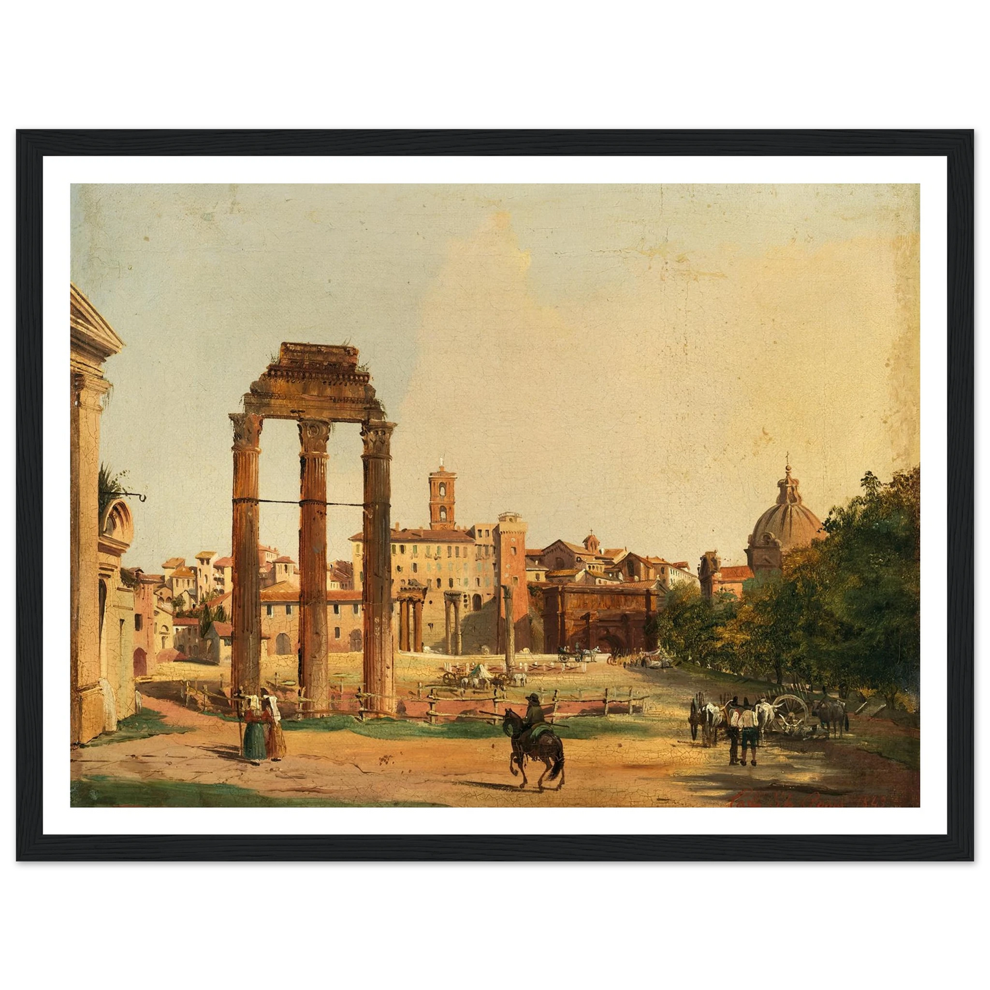Rome, a View of the Roman Forum with the Temple of Castor and Pollux (1843) Art Print | Ippolito Caffi-Quipham Collections