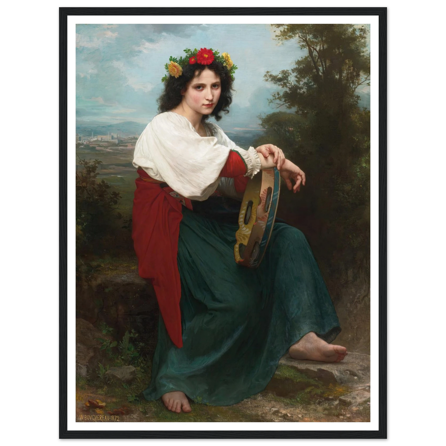 L’Italienne au Tambour de Basque (1872) Art Print | William Bouguereau-Quipham Collections