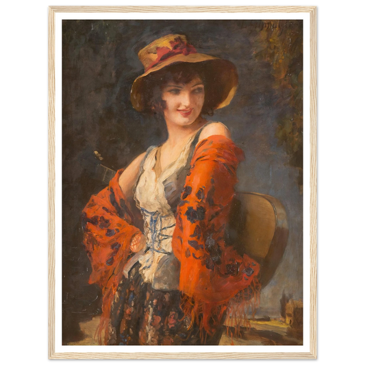 Young woman with guitar Art Print | Leopold Schmutzler-Quipham Collections