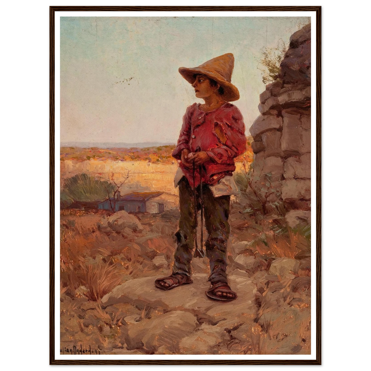 Goat Herder at the San Antonio Quarry (1909) Art Print | Julian Onderdonk-Quipham Collections