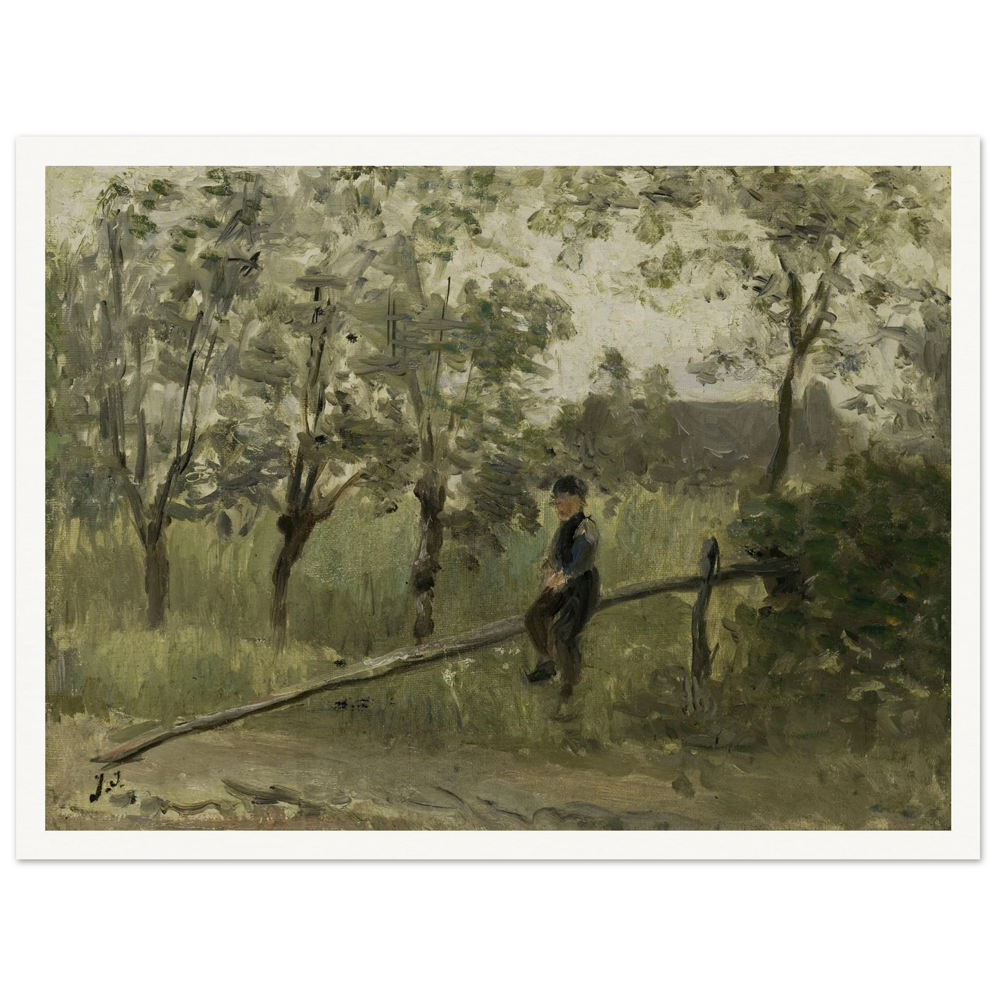 Country Boy on a Pole Barrier (1900 - 1911) Art Print | Jozef Israels-Quipham Collections