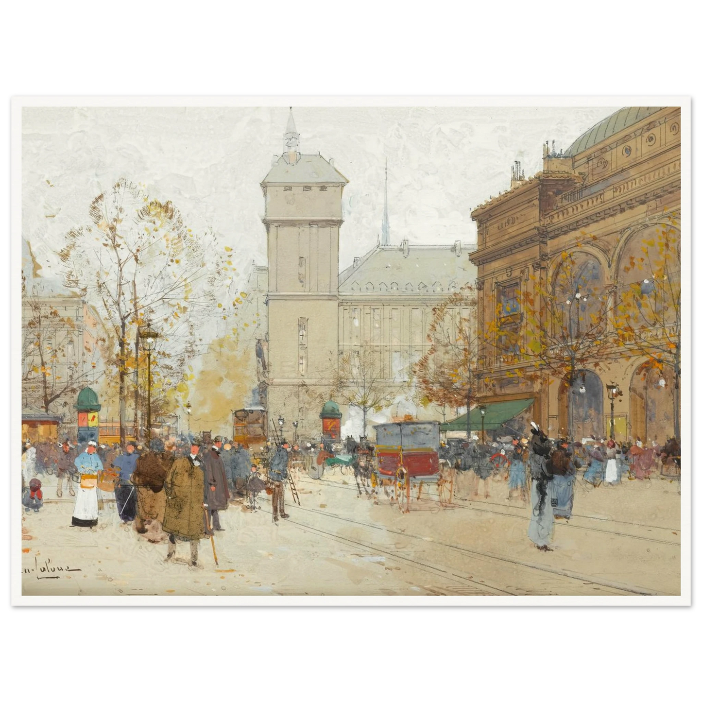 La Place Du Chatelet Art Print | Eugene Galien Laloue-Quipham Collections