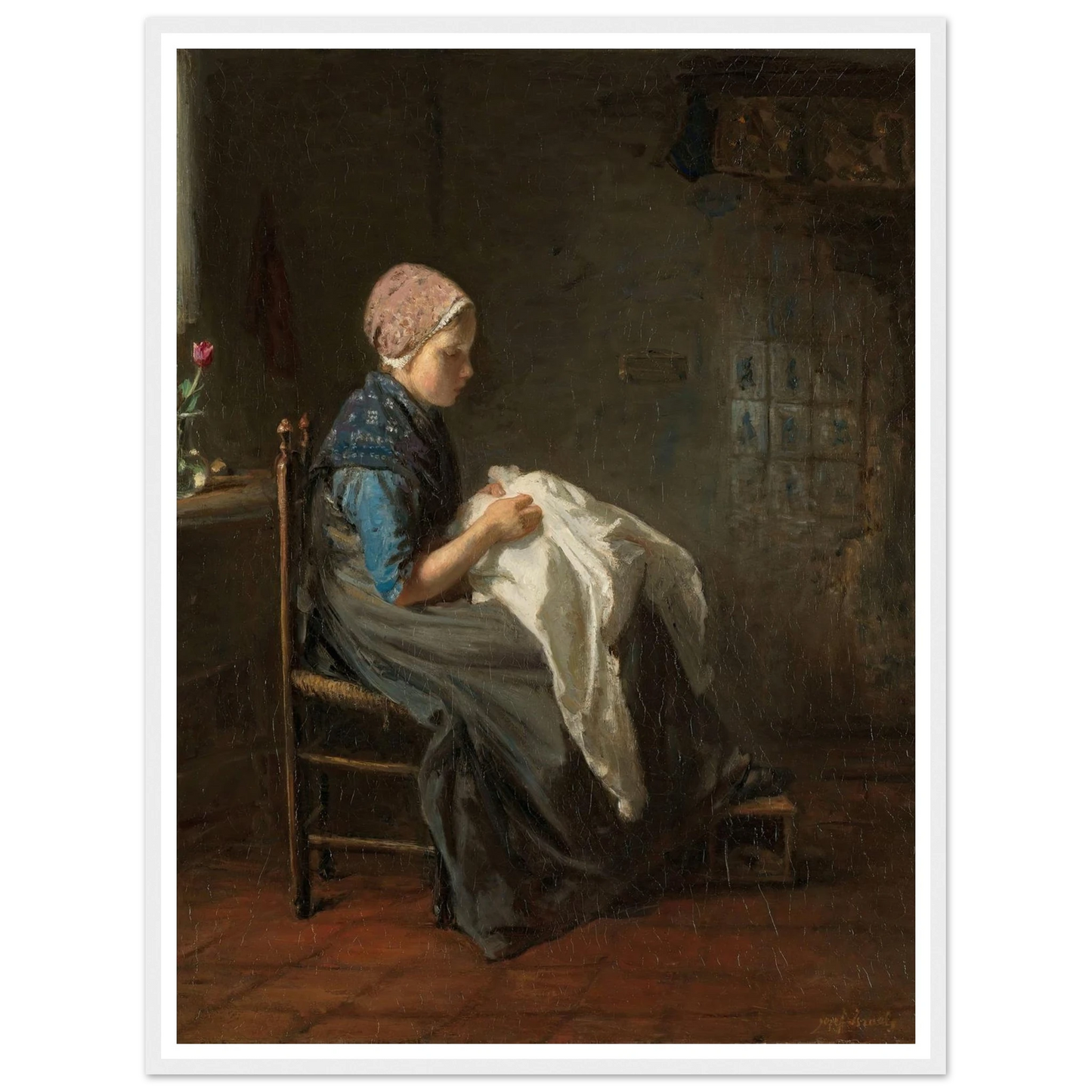 ‘The Little Seamstress’ (1850 - 1888) Art Print | Jozef Israels-Quipham Collections
