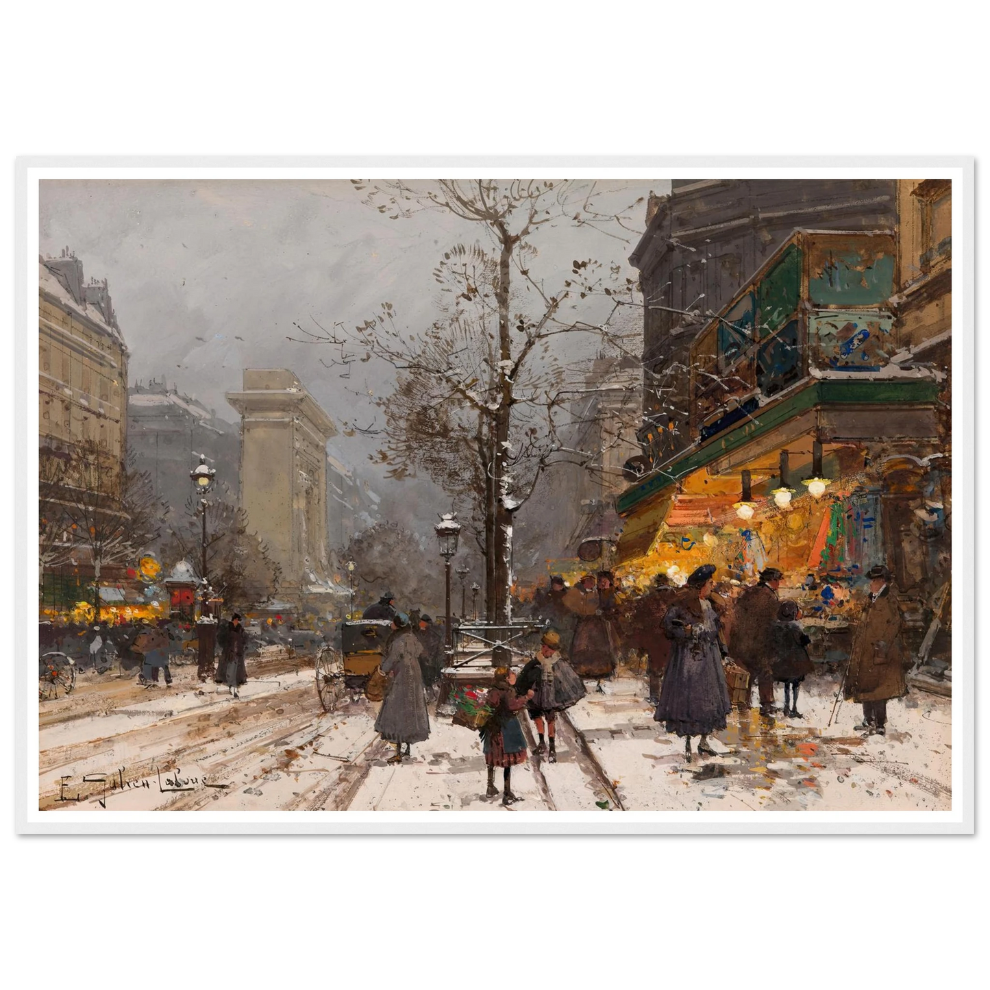 Boulevard Bonne – Nouvelle sous la neige Art Print | Eugene Galien Laloue-Quipham Collections