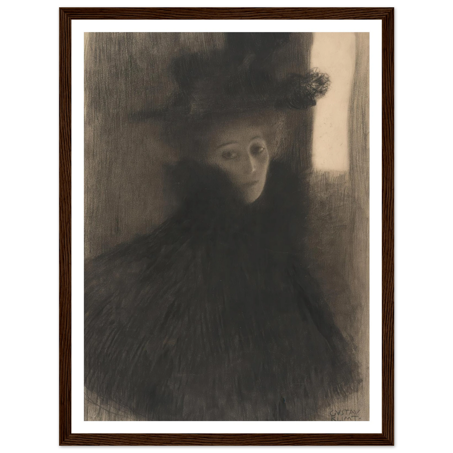 Portrait of a Lady with Cape and Hat (1897-1898) Art Print | Gustav Klimt-Quipham Collections