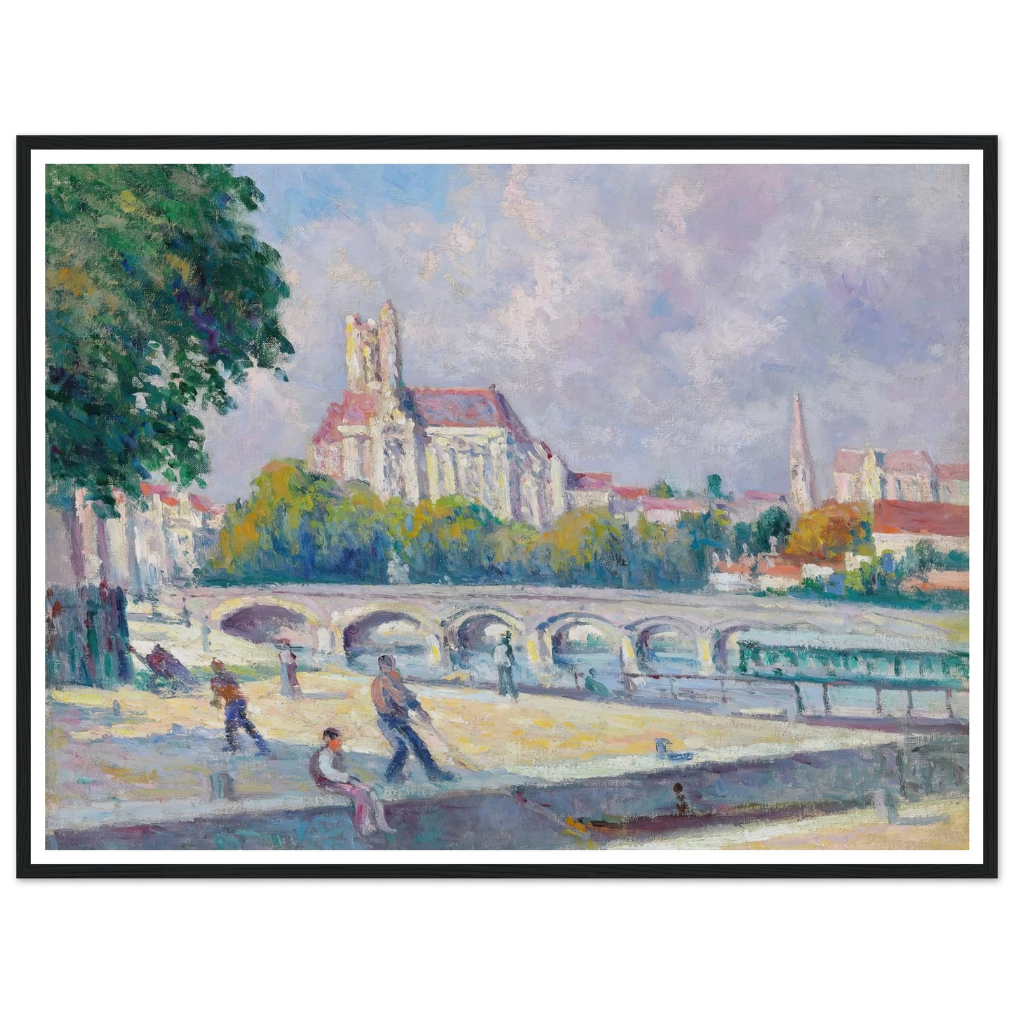 Les quais et la Cathédrale, Auxerre Art Print | Maximilien Luce-Quipham Collections