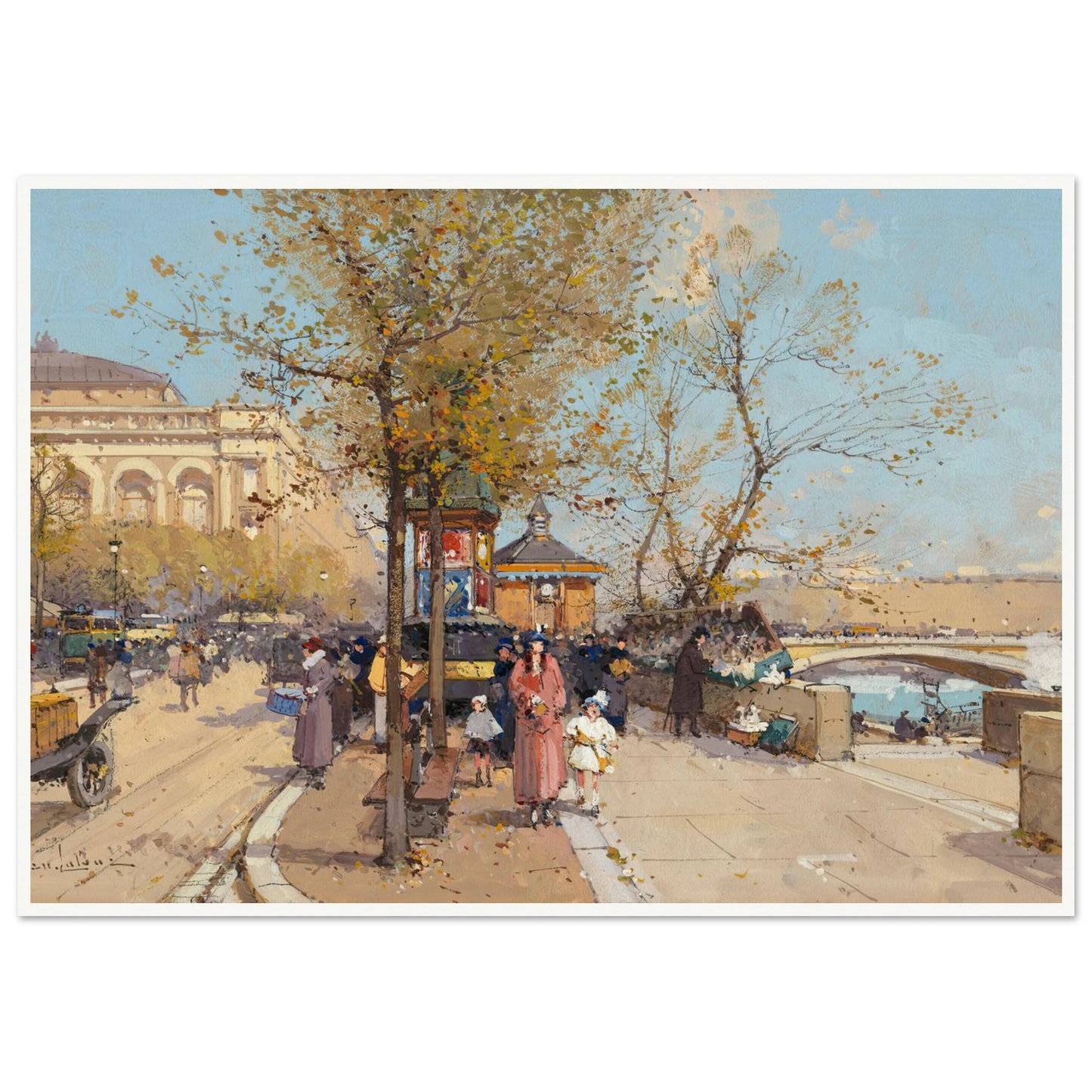 A stroll by the Seine Art Print | Eugene Galien Laloue-Quipham Collections
