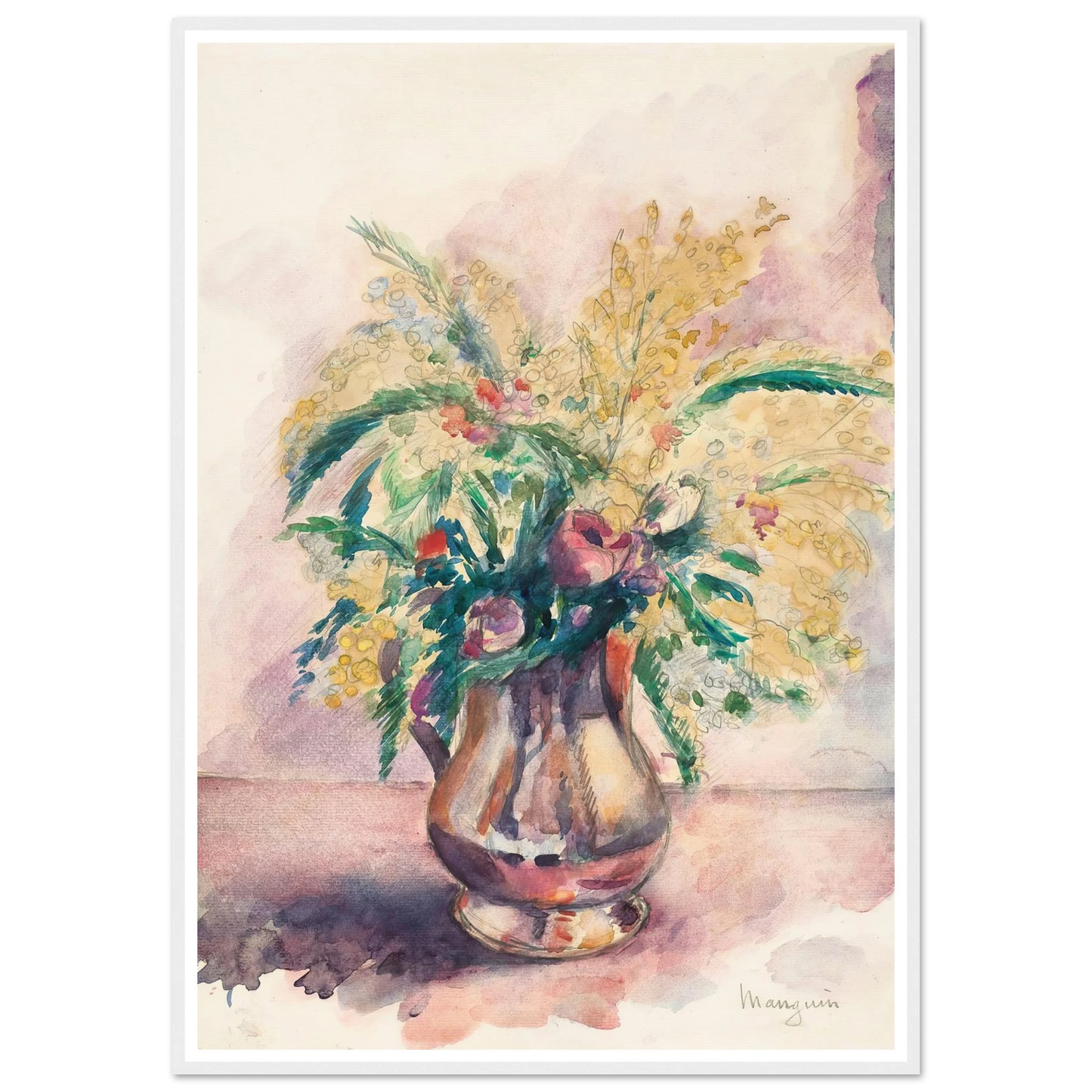 Anémones et mimosas (1943) Art Print | Henri Manguin-Quipham Collections