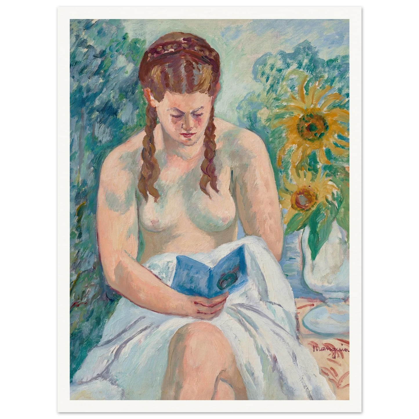 Geneviève Sauty nue lisant (1945) Art Print | Henri Manguin-Quipham Collections