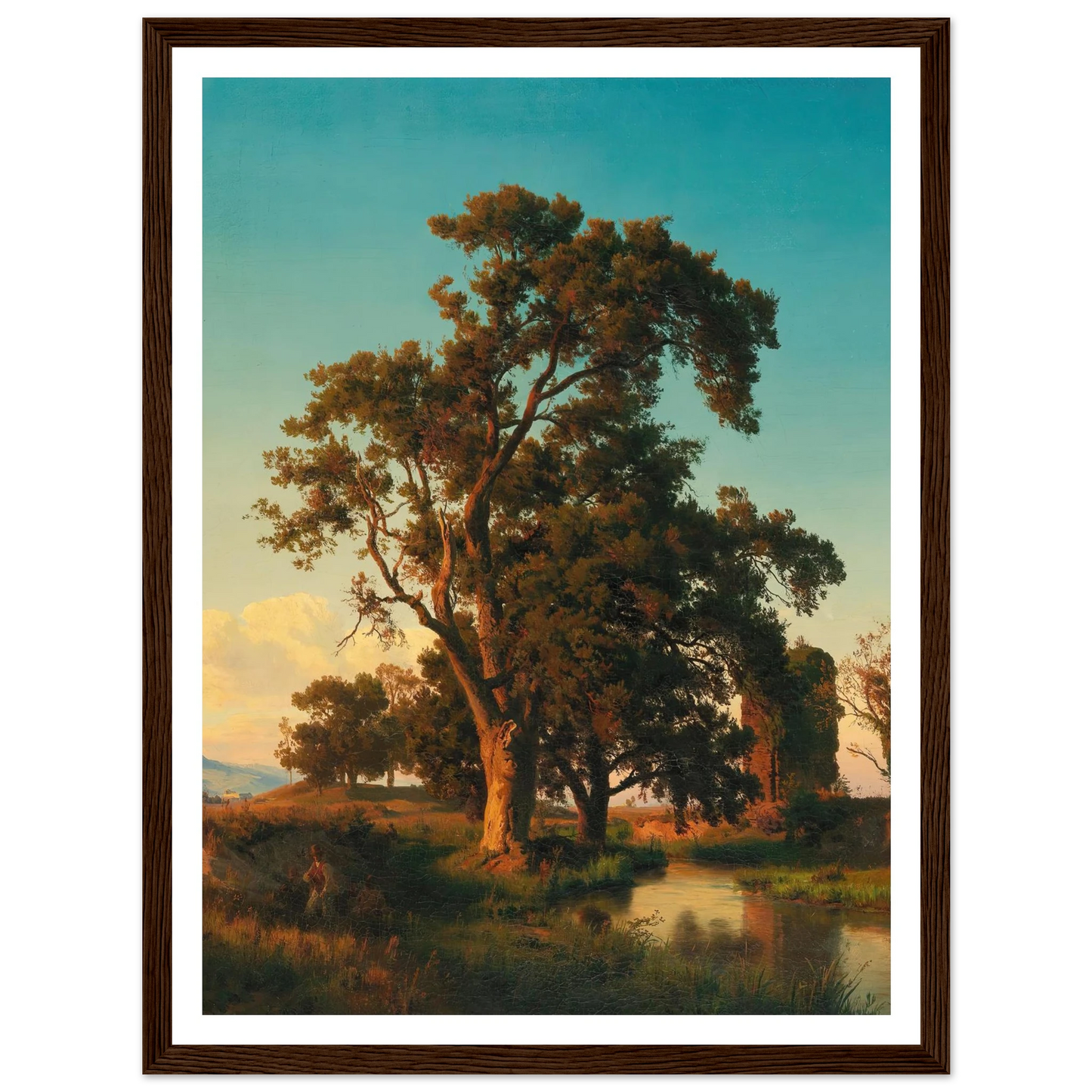 A majestic tree in the evening light Art Print | Oswald Achenbach-Quipham Collections