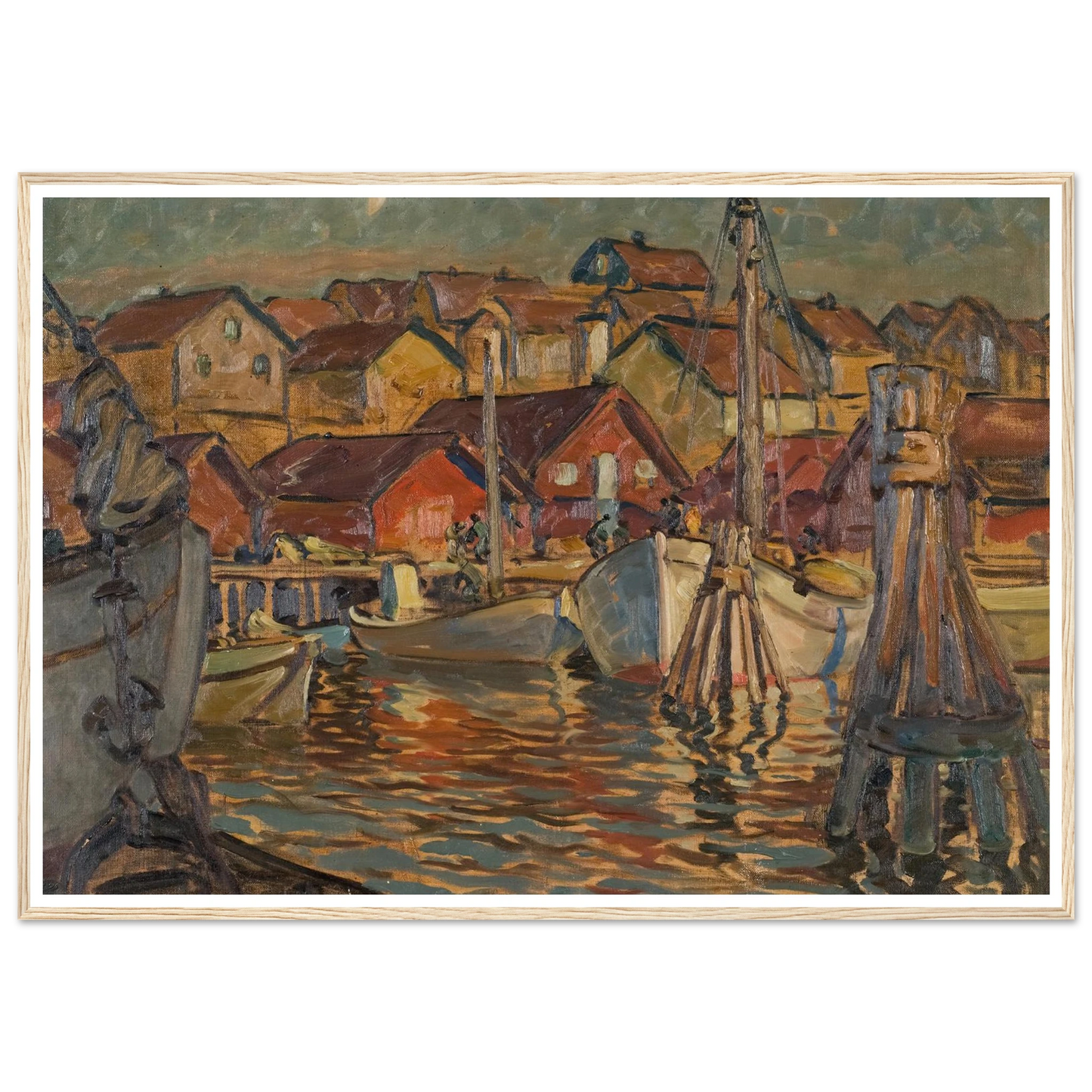 A Fishing Harbour. Study from North Norway Art Print | Anna Boberg-Quipham Collections