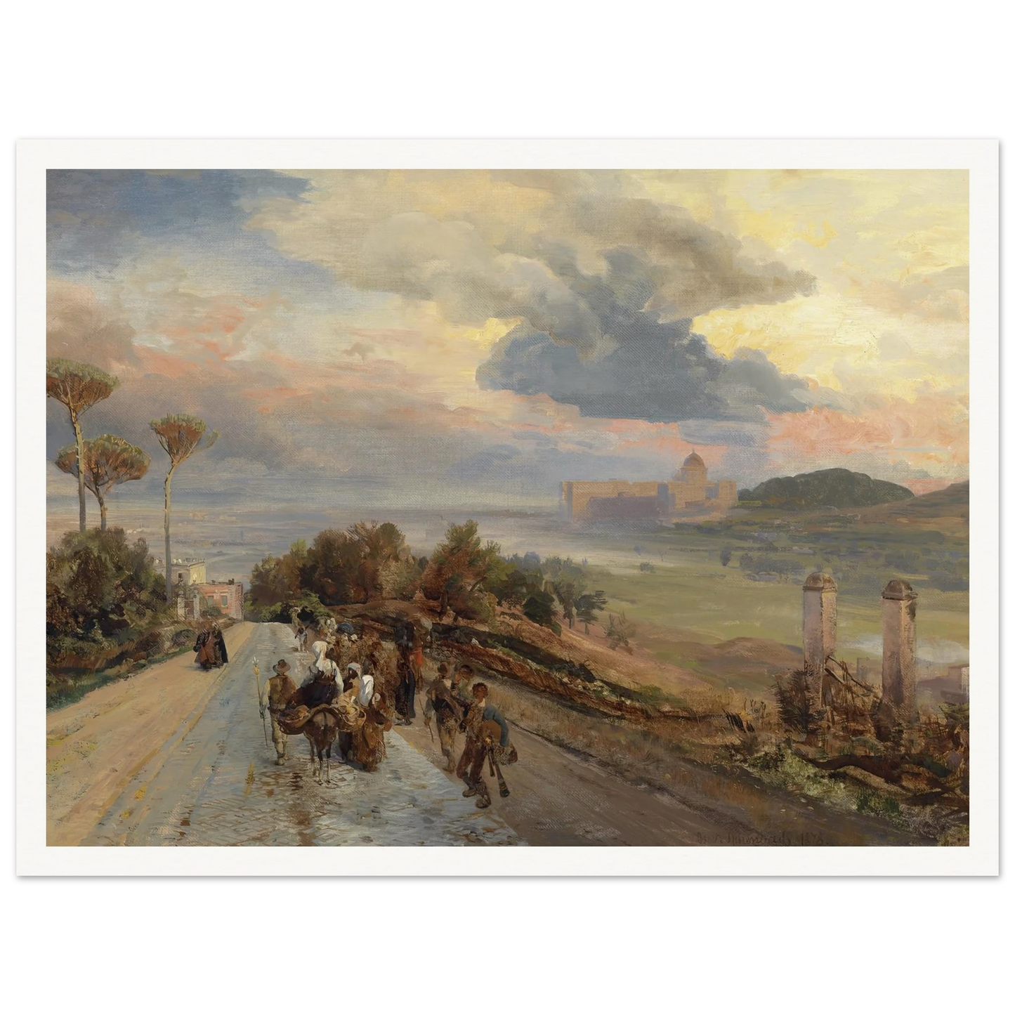 Via Cassia bei Rom (1878) Art Print | Oswald Achenbach-Quipham Collections