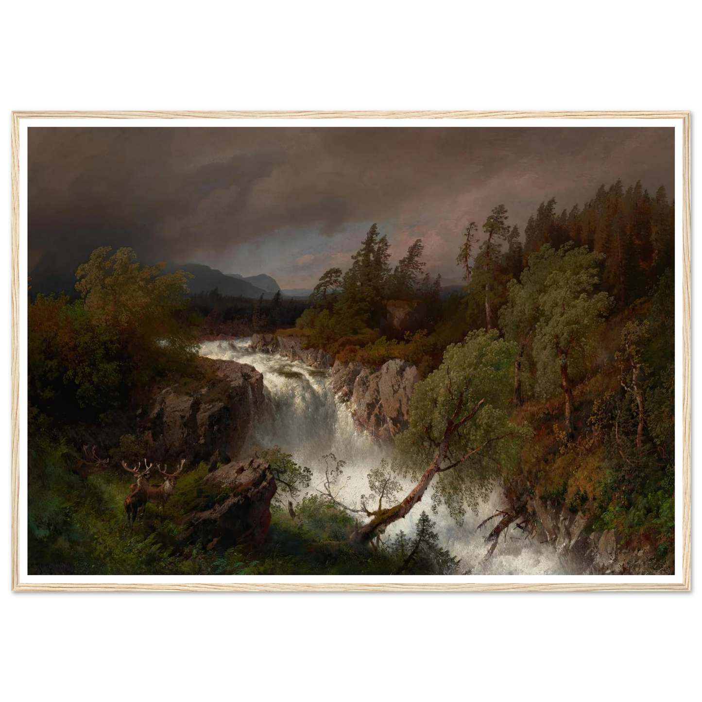 Waterfall in Telemarken Norway (1879) Art Print | Hermann Ottomar Herzog-Quipham Collections