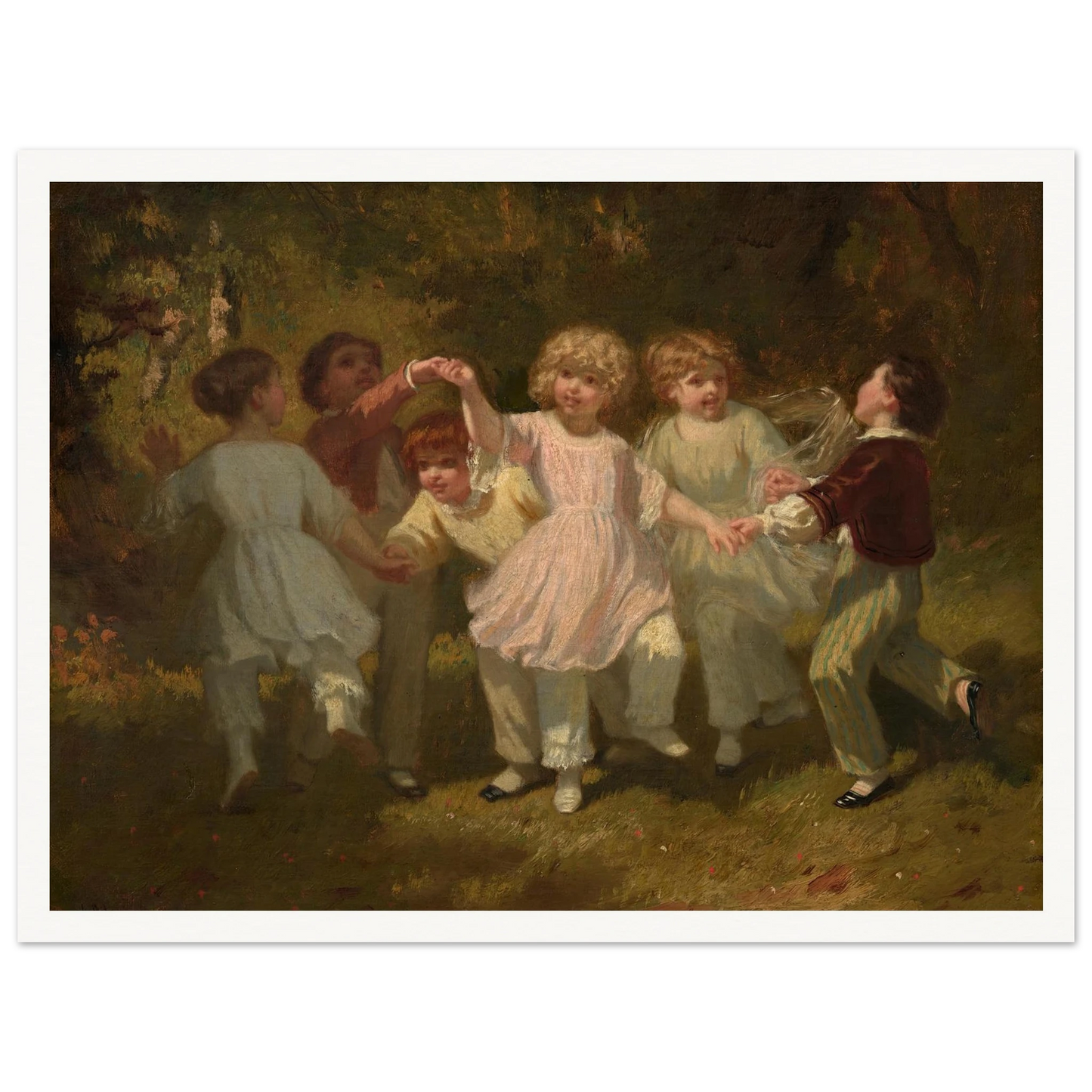 Children Playing in a Park (c. 1860) Art Print | Hugues Merle-Quipham Collections