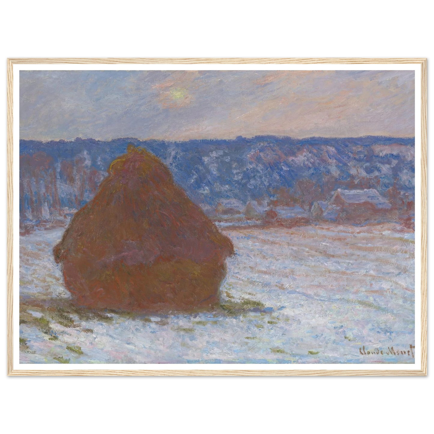 Stack of Wheat (Snow Effect, Overcast Day) (1890-91) Art Print | Claude Monet-Quipham Collections