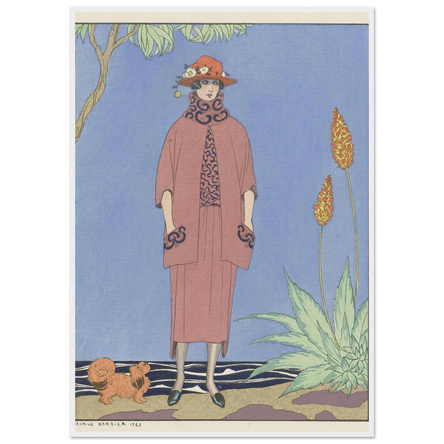 A palm beach ; Tailleur, de Worth (1921) Art Print | George Barbier-Quipham Collections