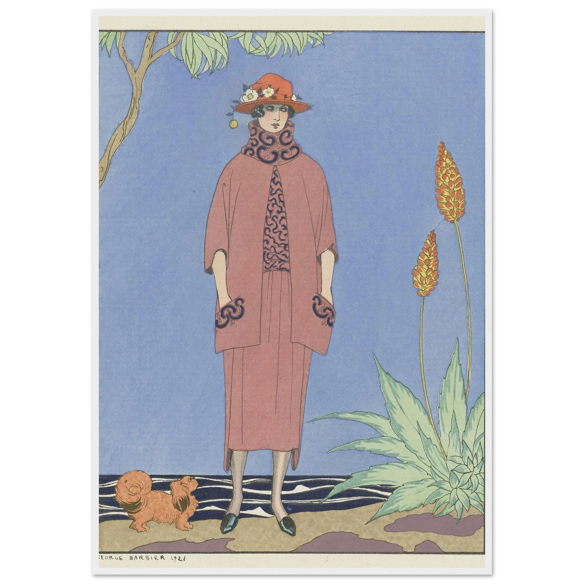 A palm beach ; Tailleur, de Worth (1921) Art Print | George Barbier-Quipham Collections