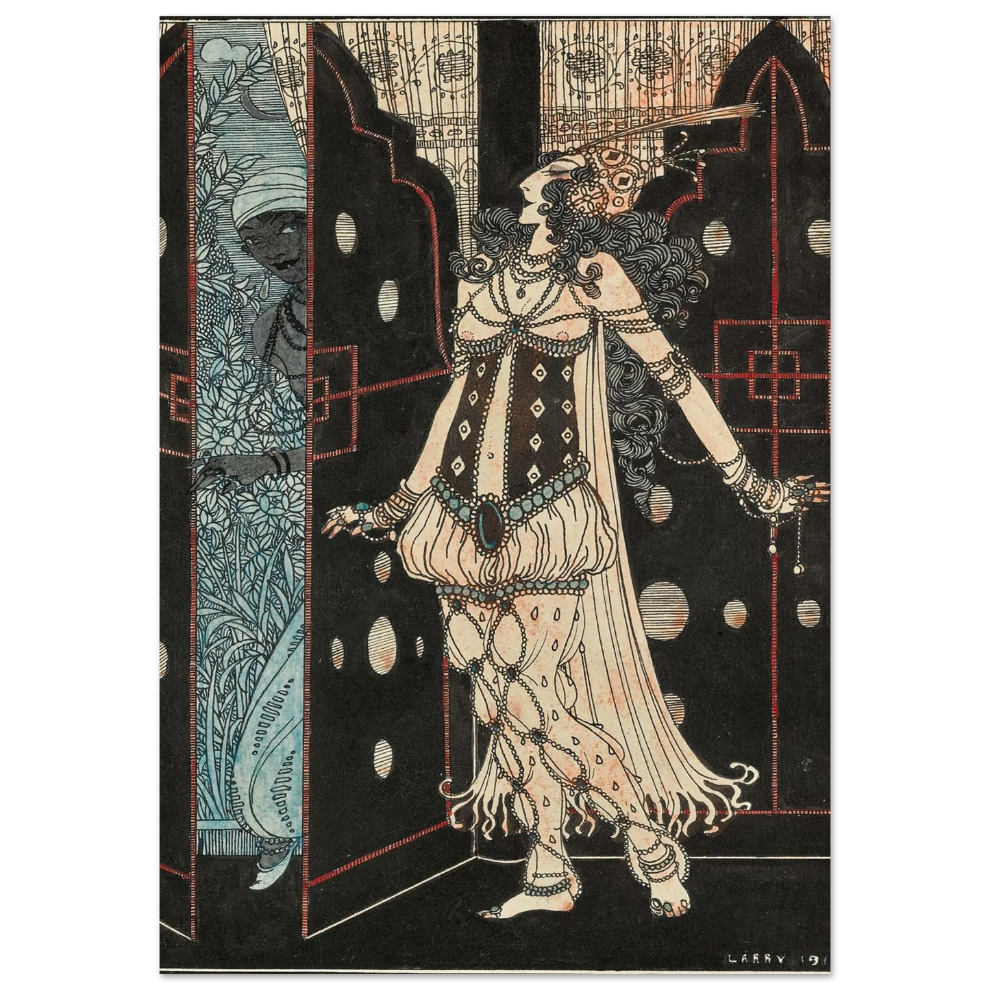 Ida Rubinstein and Vaslav Nijinsky in Scheherazade (1910) Art Print | George Barbier-Quipham Collections