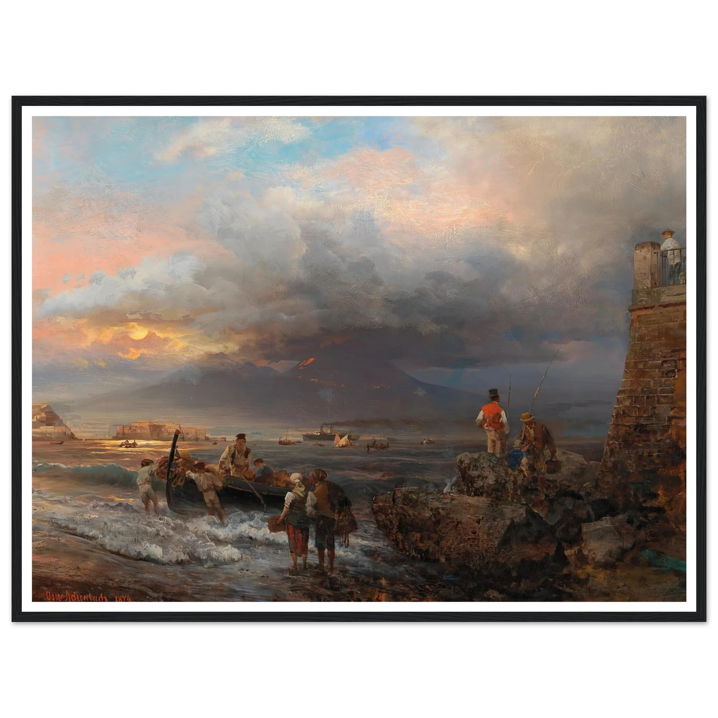 The Bay of Naples with Vesuvius in the background Art Print | Oswald Achenbach-Quipham Collections