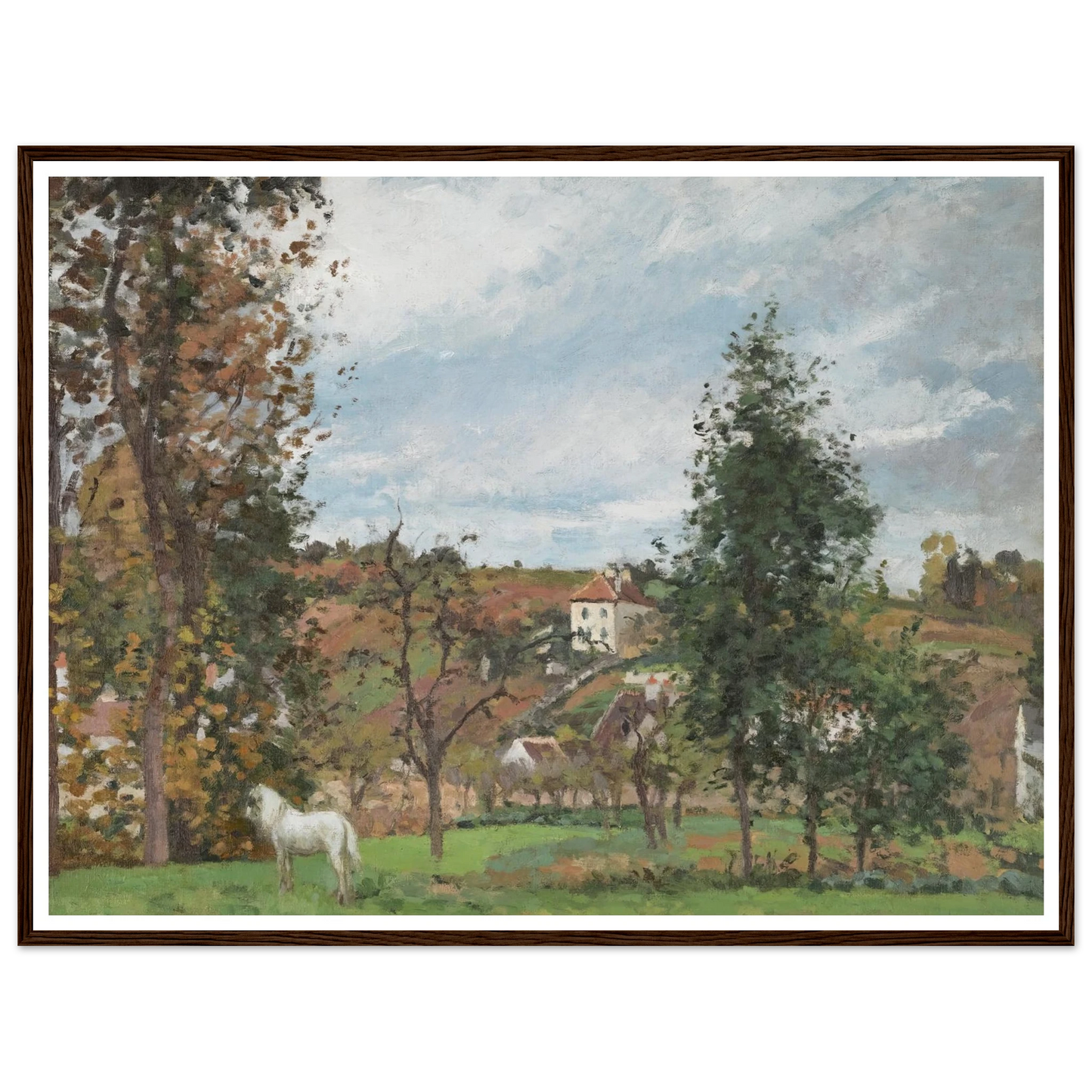 Paysage Avec Cheval Blanc Dans Un Pré, L’hermitage, Pontoise (1872) Art Print | Camille Pissarro-Quipham Collections