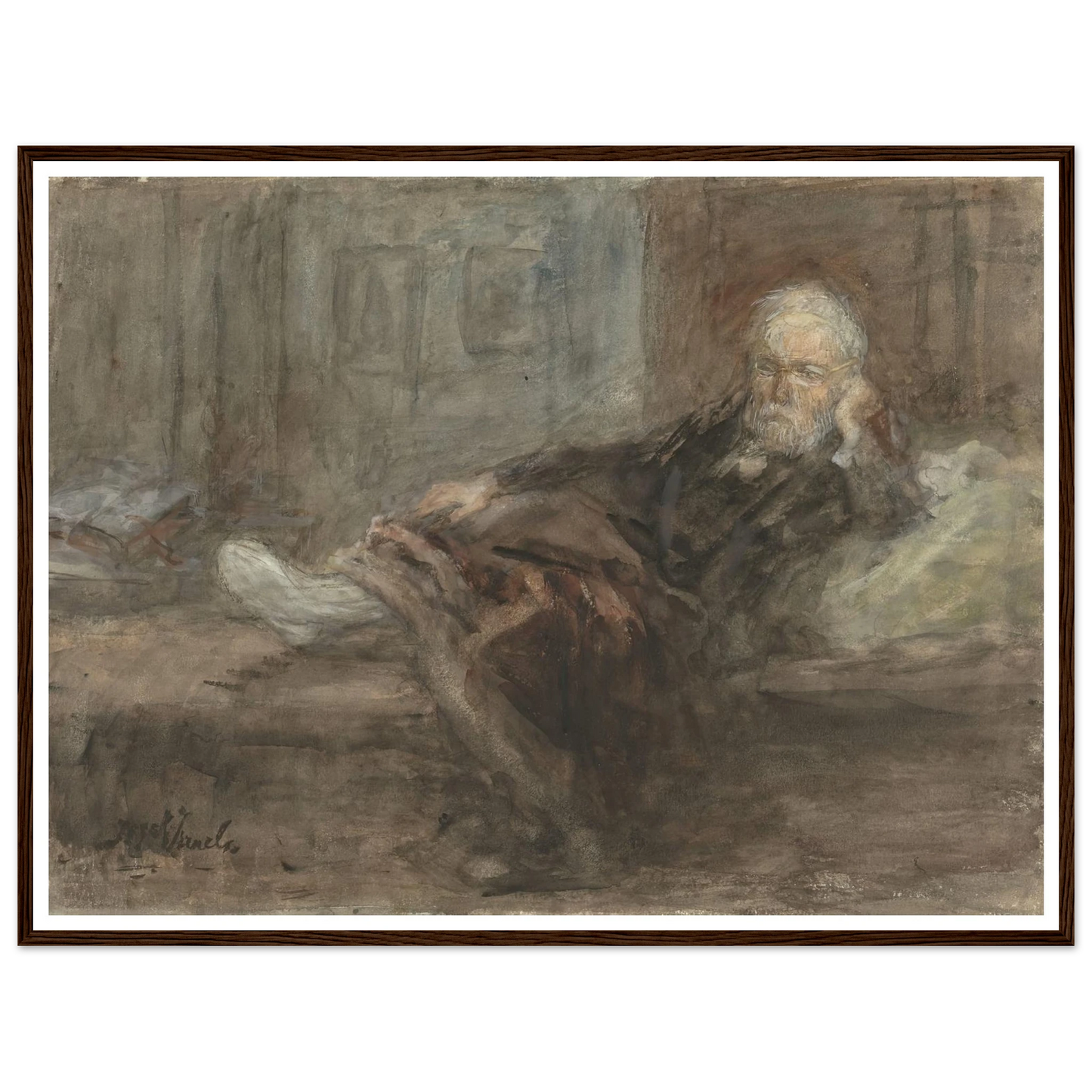 Zelfportret met zieke voet (c. 1898) Art Print | Jozef Israels-Quipham Collections