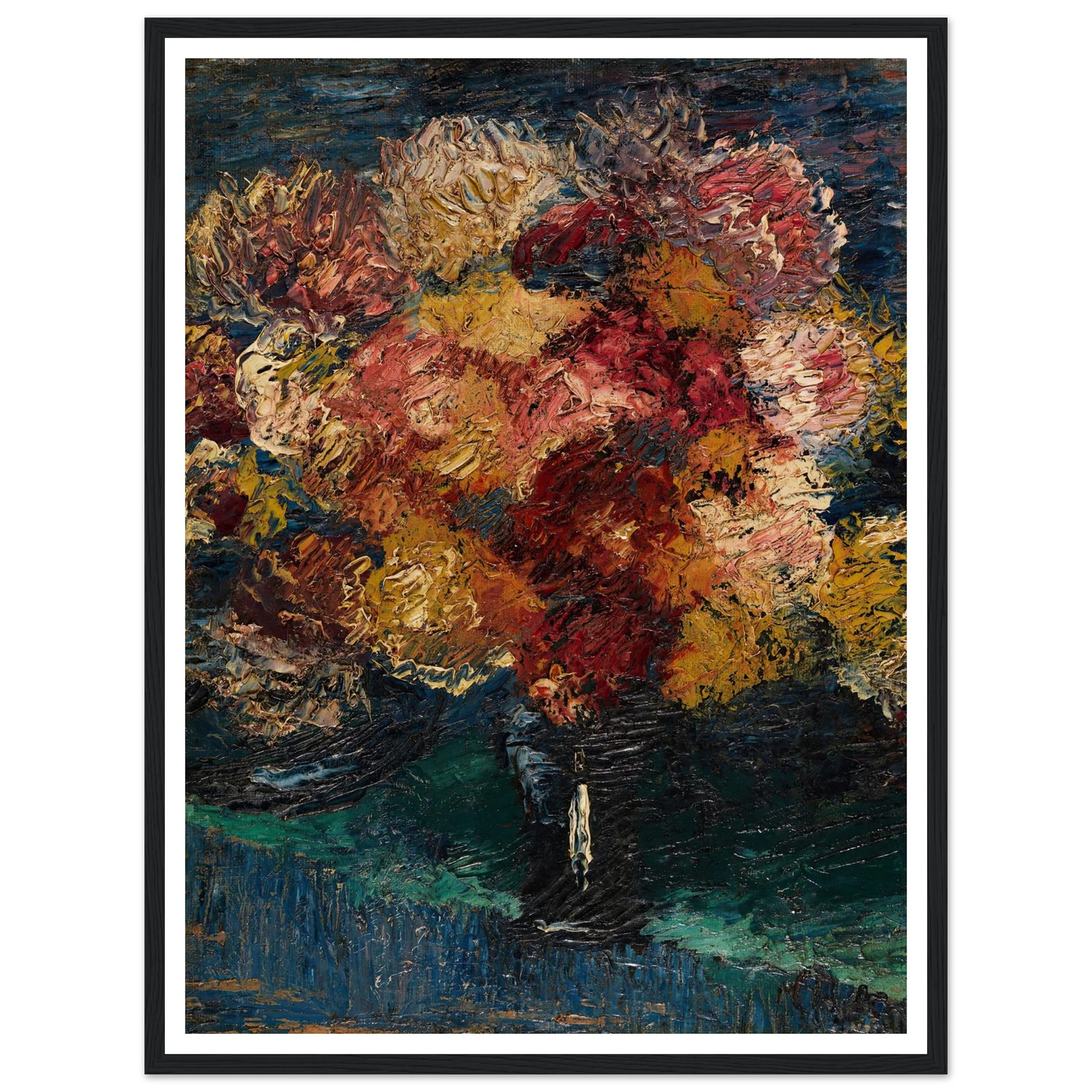 Chrysanthemen und Astern in blauer Vase (1910) Art Print | Christian Rohlfs-Quipham Collections