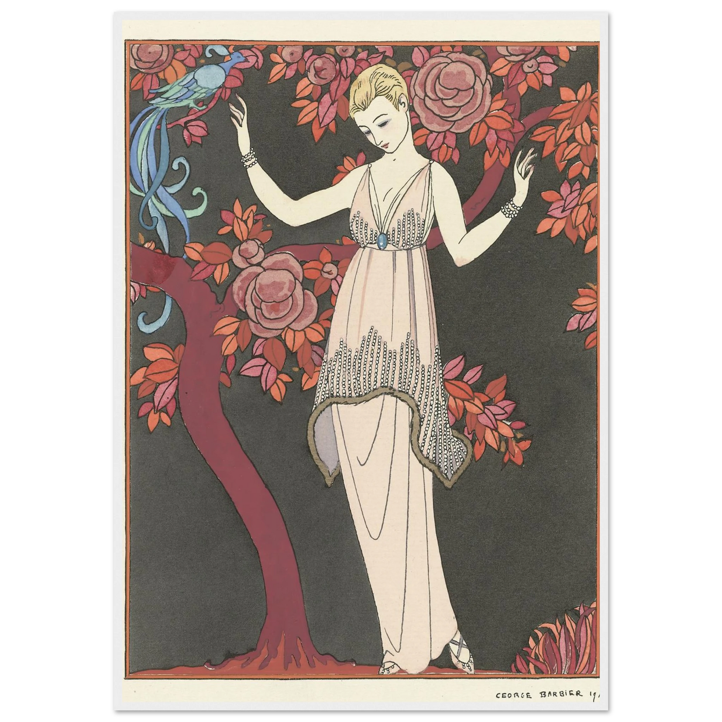 L’Arbre de science _Robe du soir de Doeuillet (1914) Art Print | George Barbier-Quipham Collections
