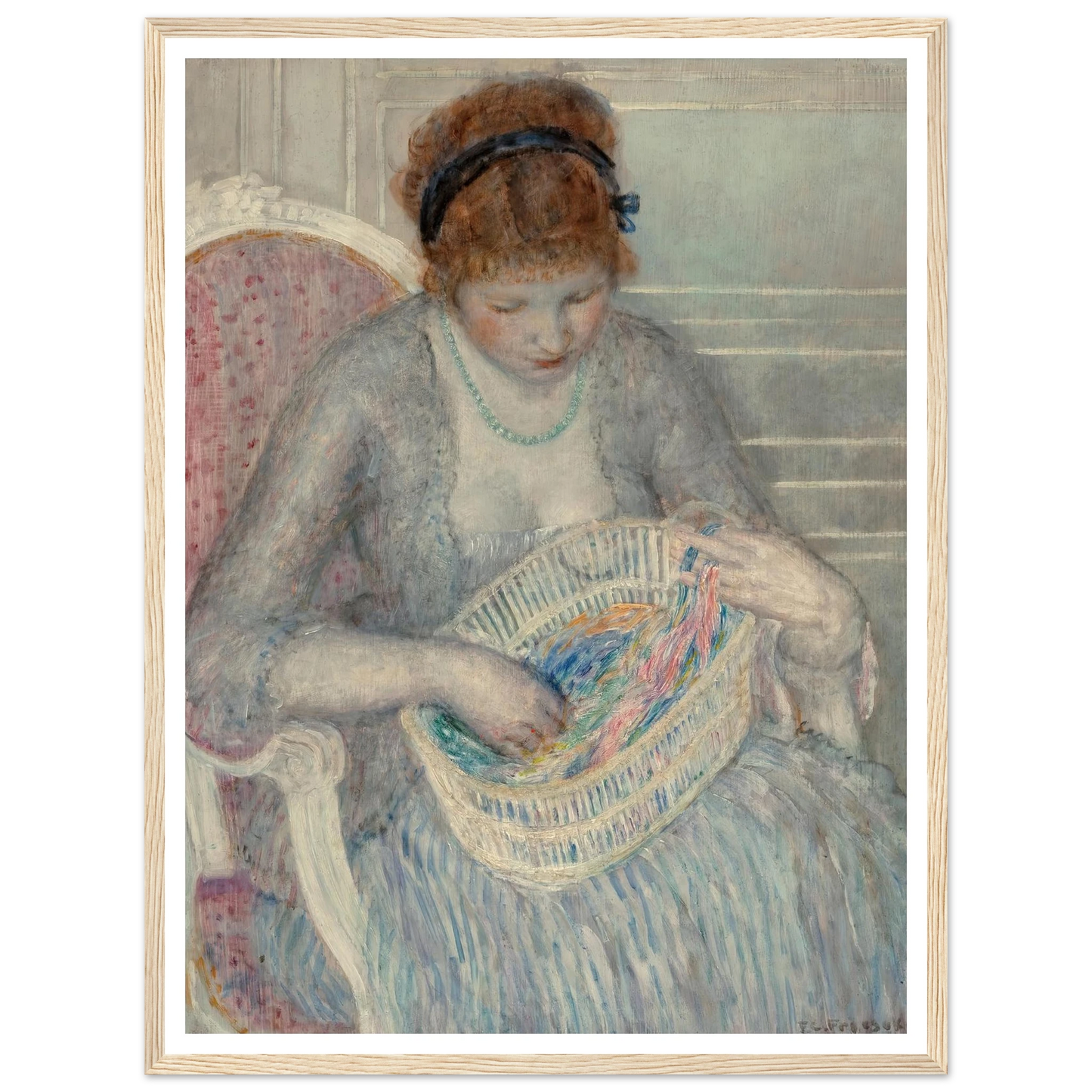 Girl with a Basket of Ribbons (1915) Art Print | Frederick Carl Frieseke-Quipham Collections