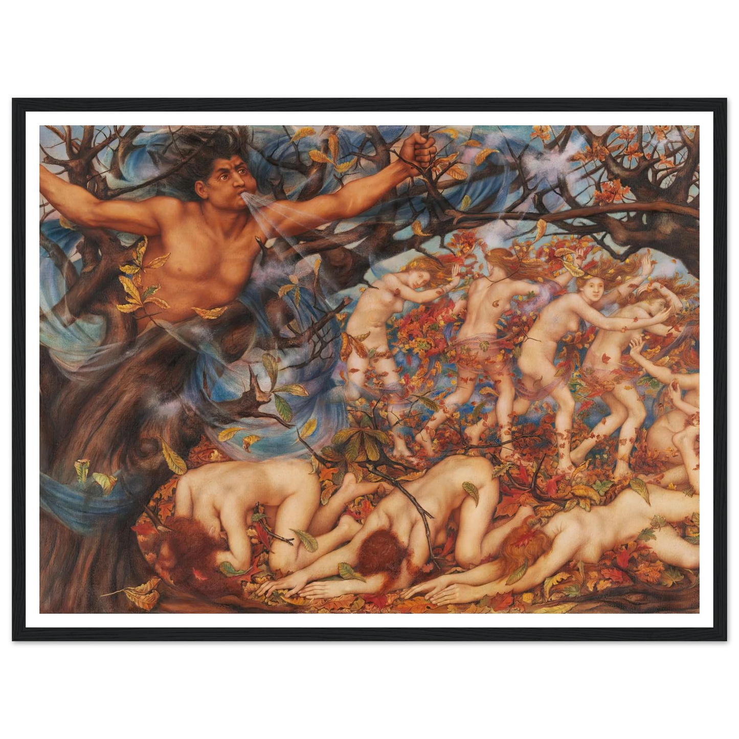 Boreas and the Fallen Leaves (1910) Art Print | Evelyn de Morgan-Quipham Collections