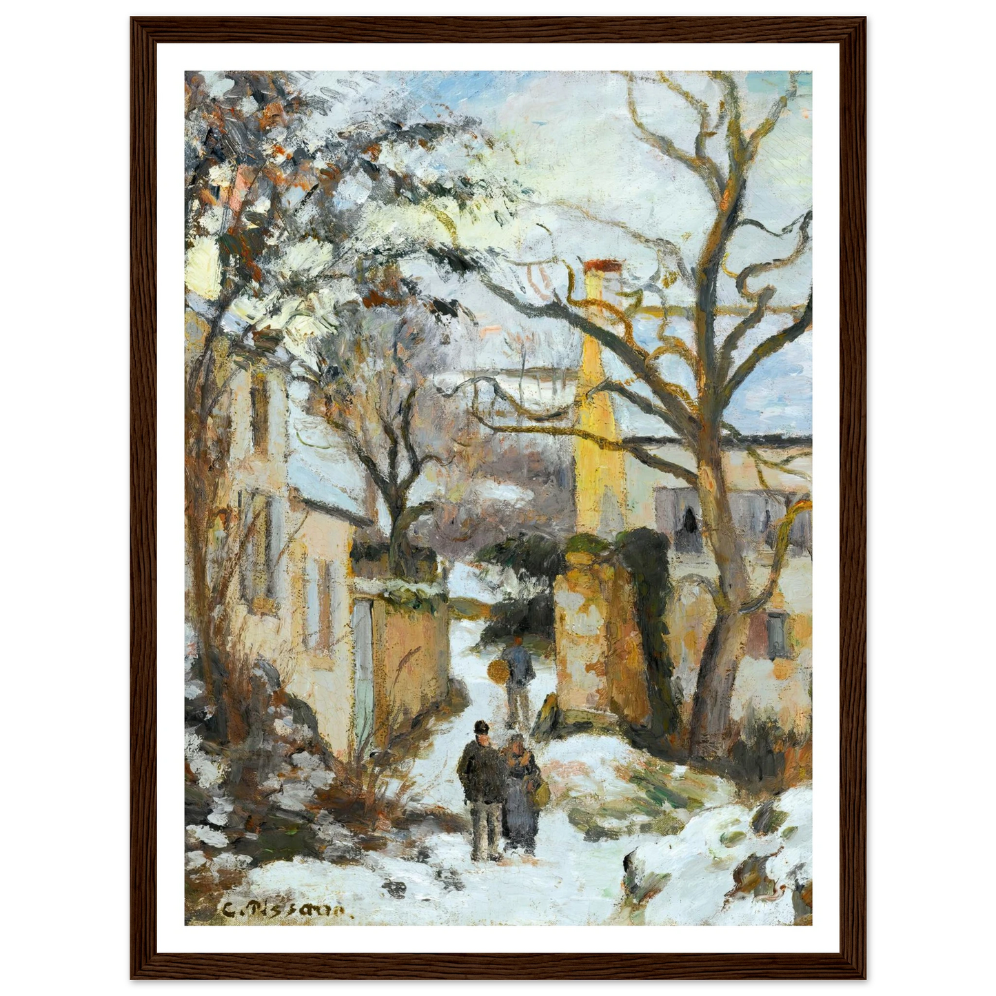 La Maison Rondest Sous La Neige, Pontoise Or Chemin De L’hermitage, Pontoise, Sous La Neige (circa 1875) Art Print | Camille Pissarro-Quipham Collections