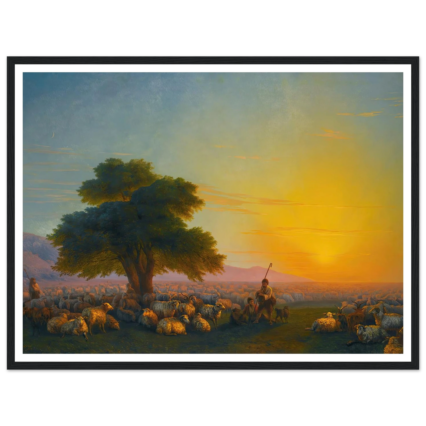 Shepherds With Their Flock At Sunset (1859) Art Print | Ivan Konstantinovich Aivazovsky-Quipham Collections