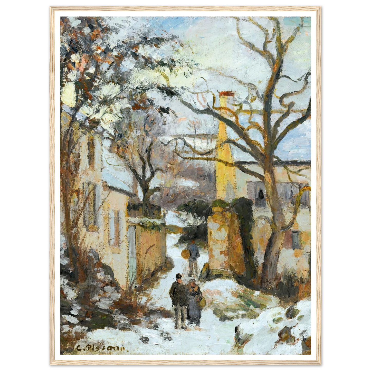 La Maison Rondest Sous La Neige, Pontoise Or Chemin De L’hermitage, Pontoise, Sous La Neige (circa 1875) Art Print | Camille Pissarro-Quipham Collections