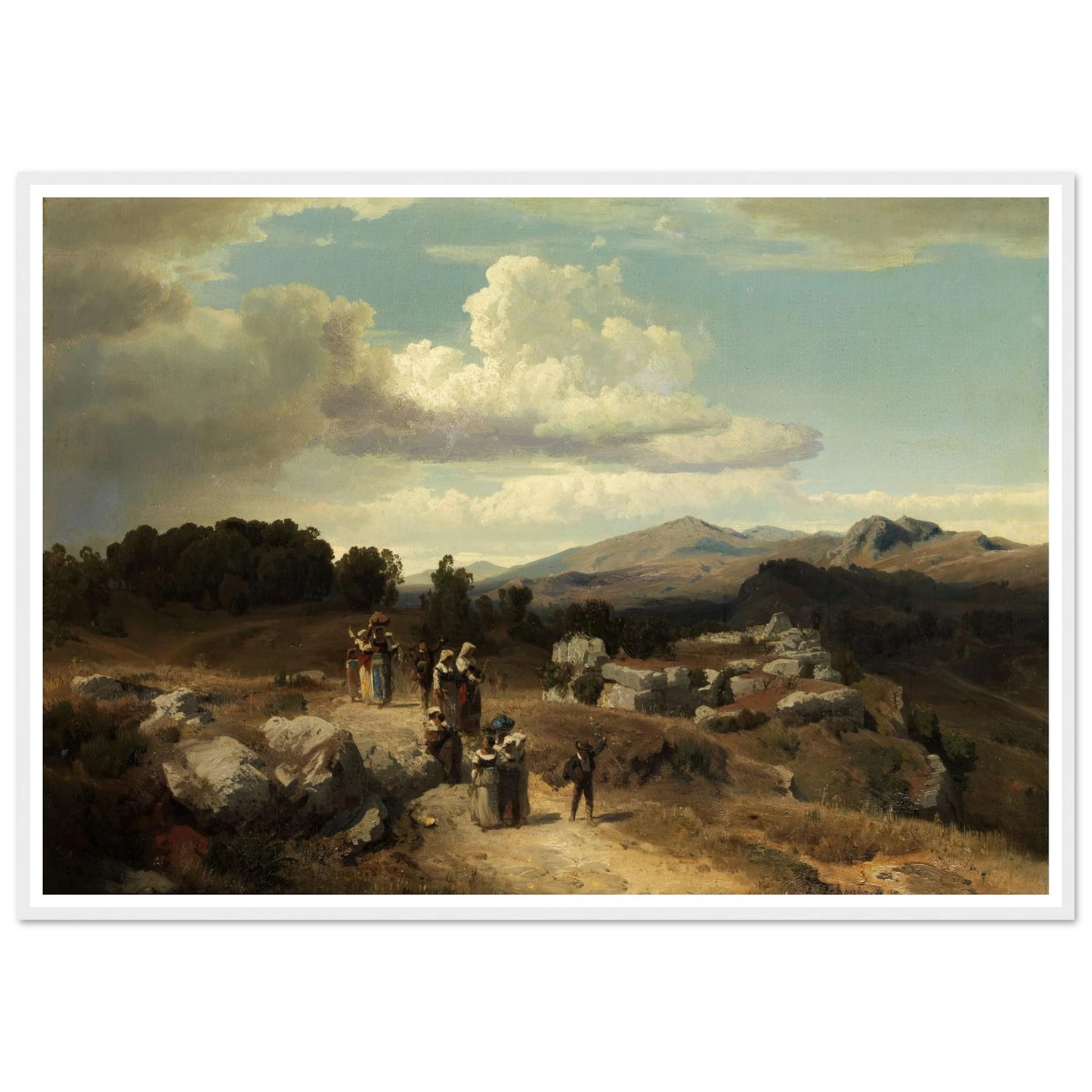 Sunday walk in the Roman countryside (1882) Art Print | Oswald Achenbach-Quipham Collections