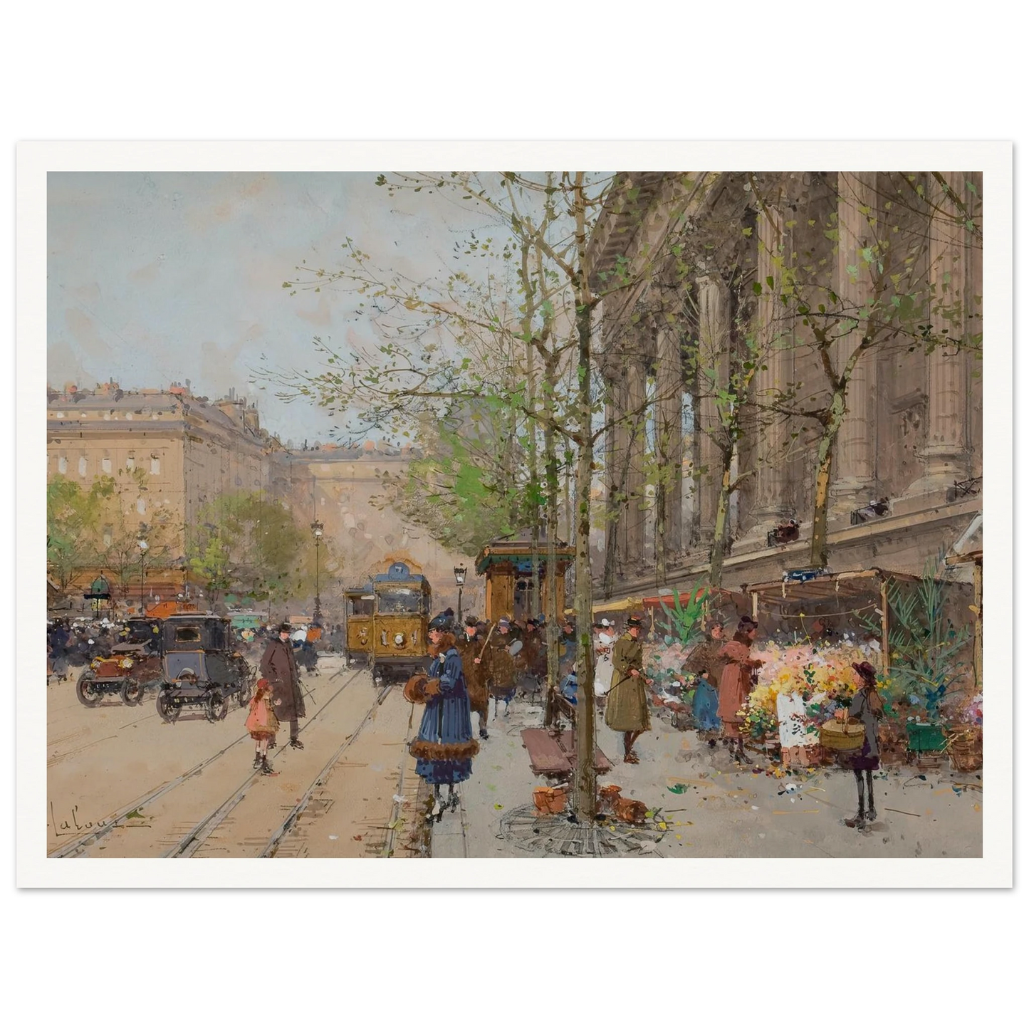Marché aux fleurs Place de la Madeleine Art Print | Eugene Galien Laloue-Quipham Collections