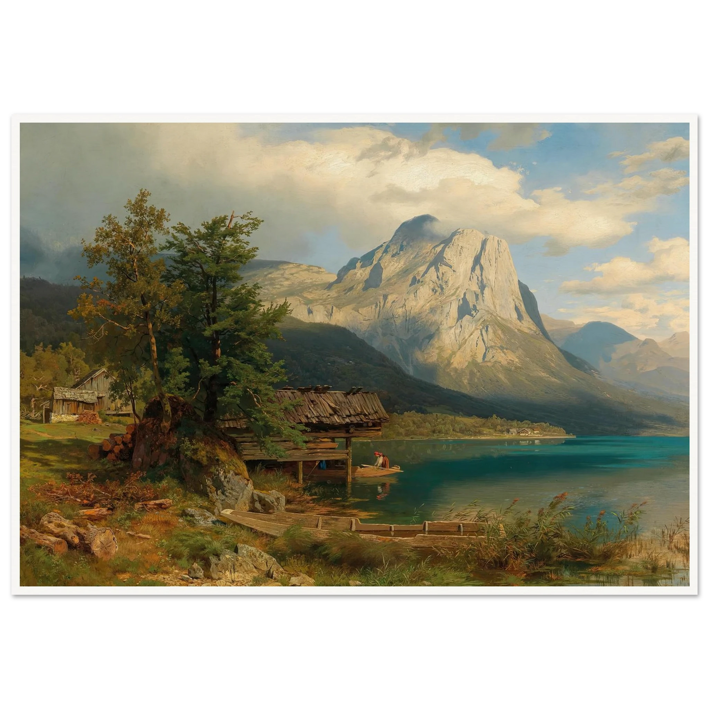 A View of Lake Grundlsee with Backenstein Art Print | August Wilhelm Leu-Quipham Collections