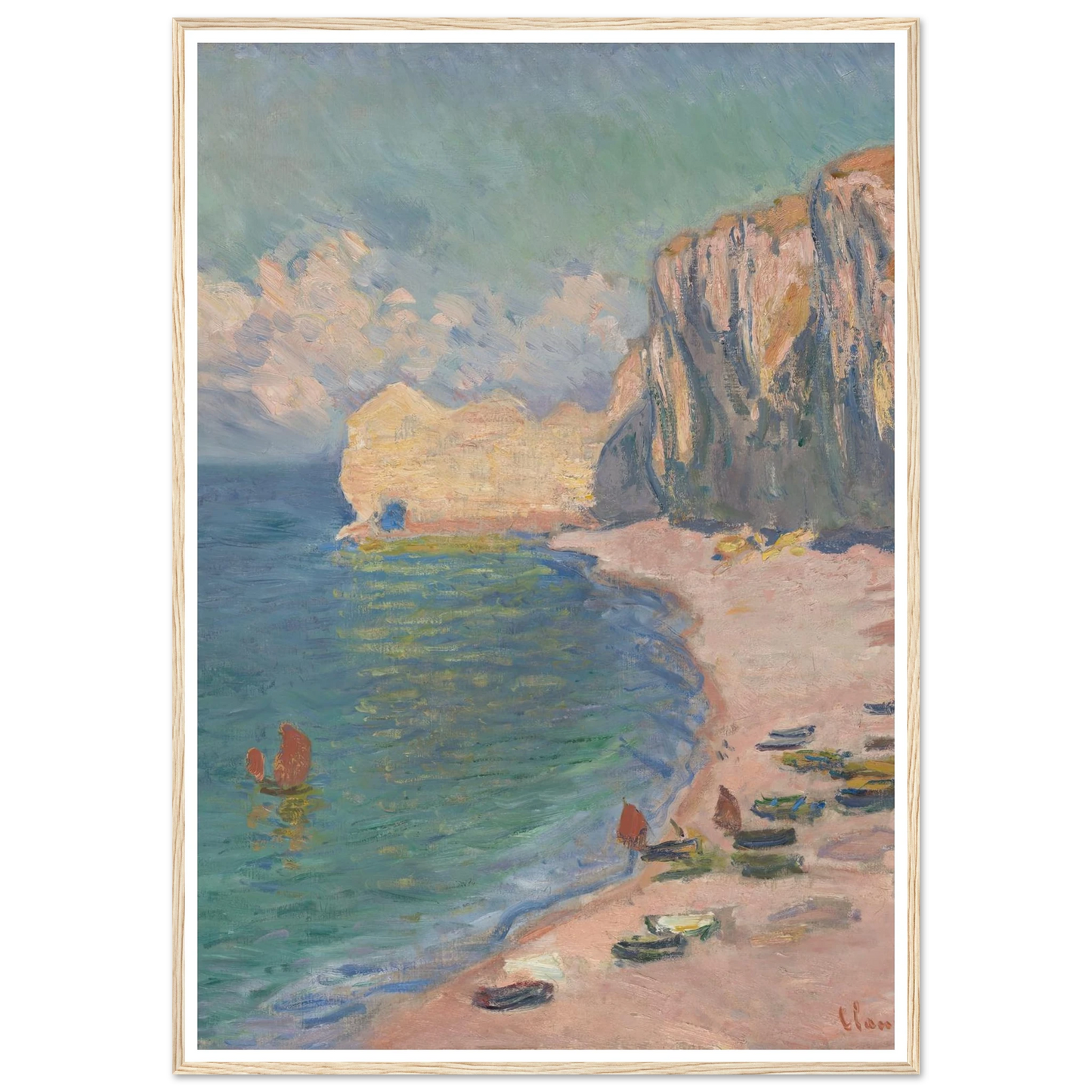 Étretat, The Beach and the Falaise d’Amont (1885) Art Print | Claude Monet-Quipham Collections