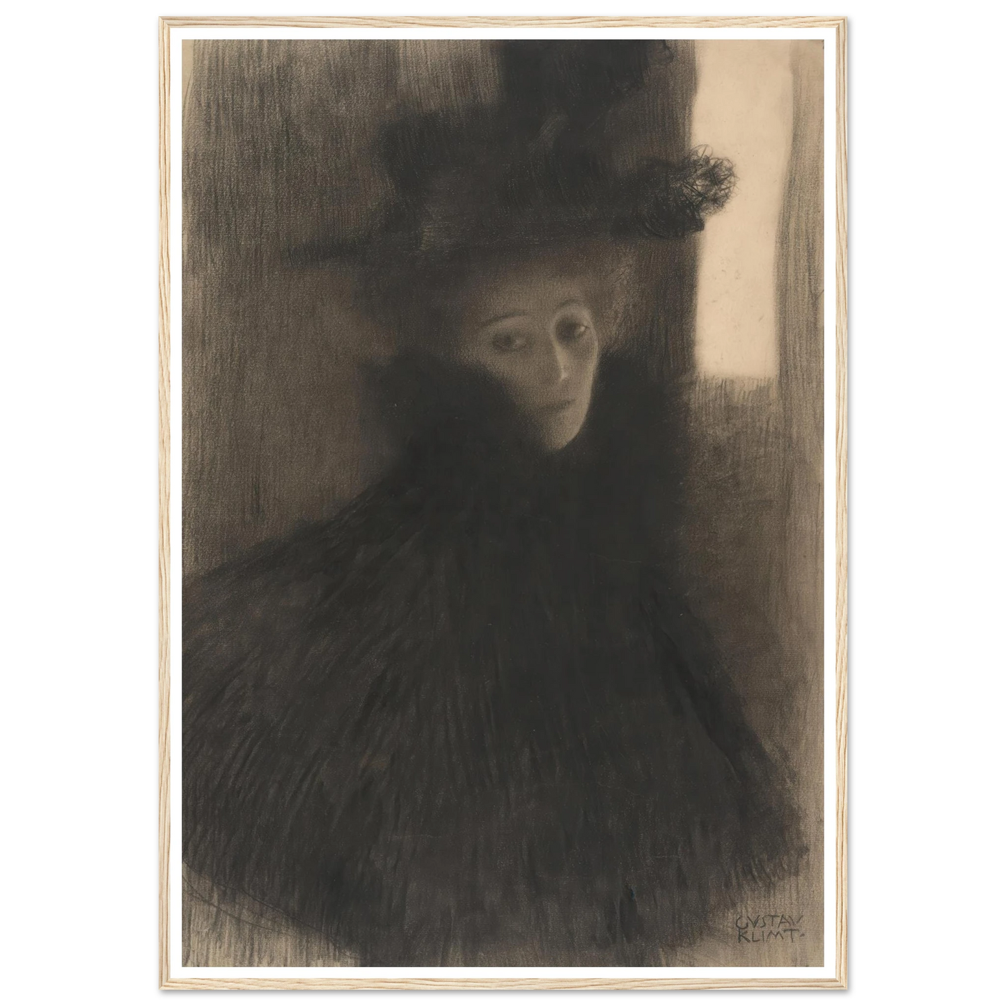 Portrait of a Lady with Cape and Hat (1897-1898) Art Print | Gustav Klimt-Quipham Collections