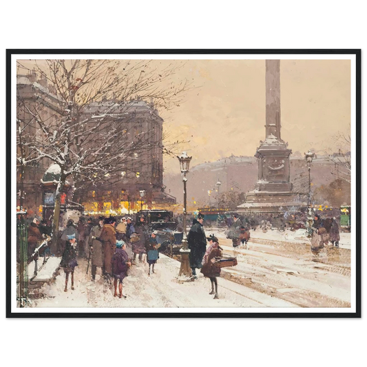 Figures in the snow, the Place de Concorde, Paris Art Print | Eugene Galien Laloue-Quipham Collections