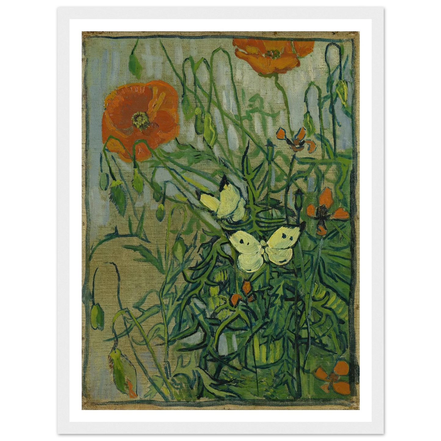 Butterflies and poppies (1890) Art Print | Vincent van Gogh-Quipham Collections